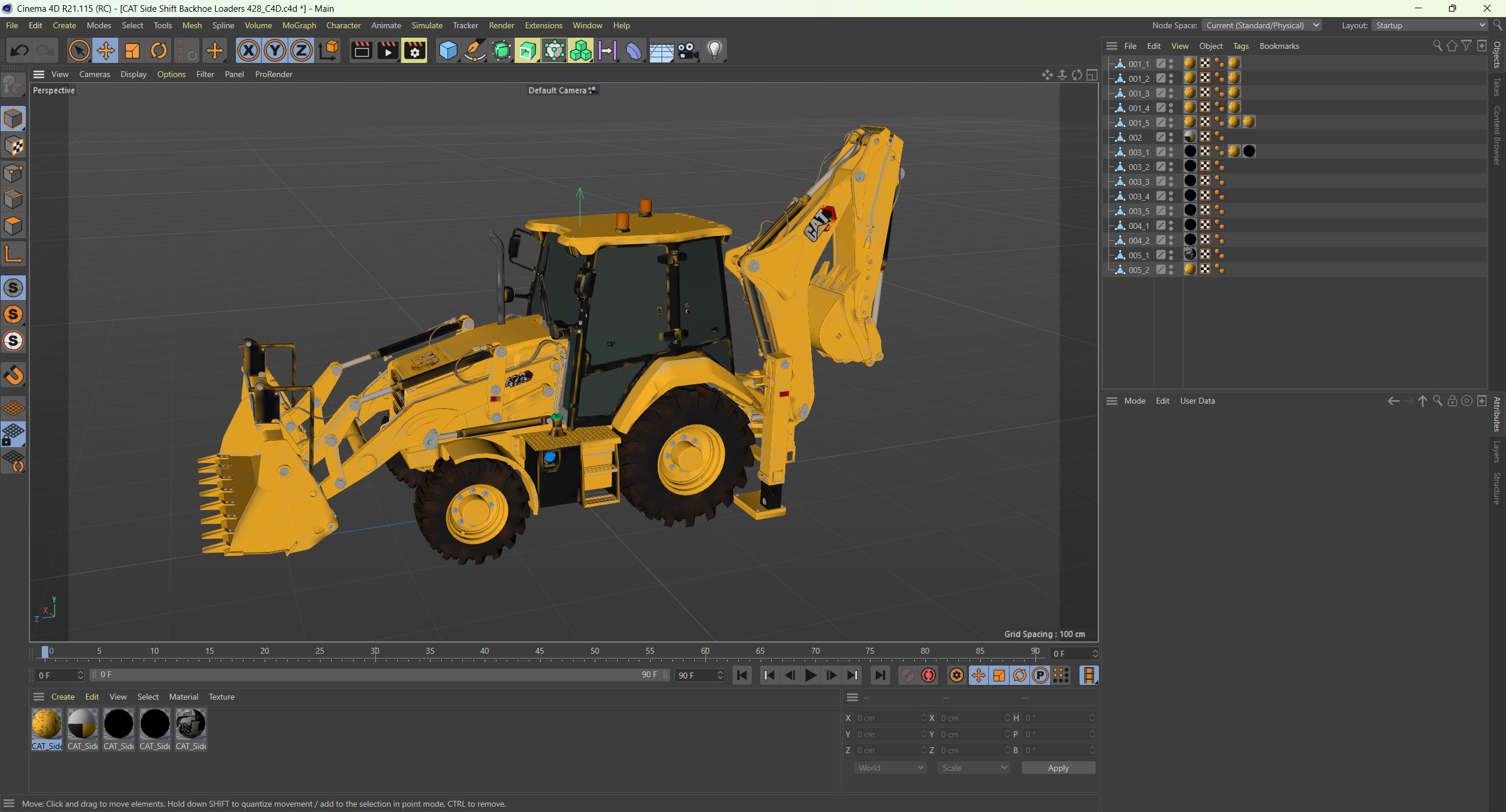 CAT Side Shift Backhoe Loaders 428 3D model_9