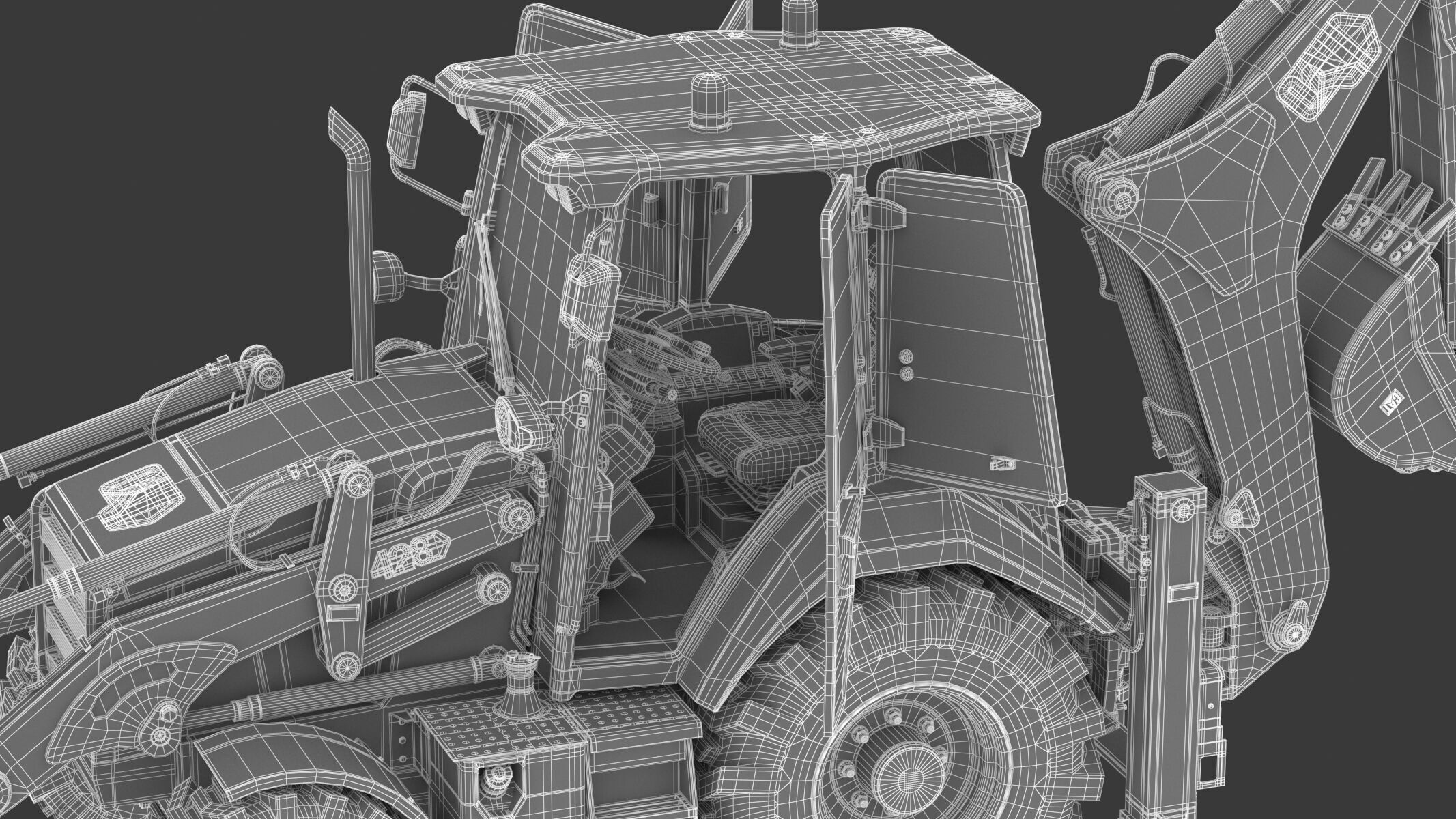 CAT Side Shift Backhoe Loaders 428 3D model_24