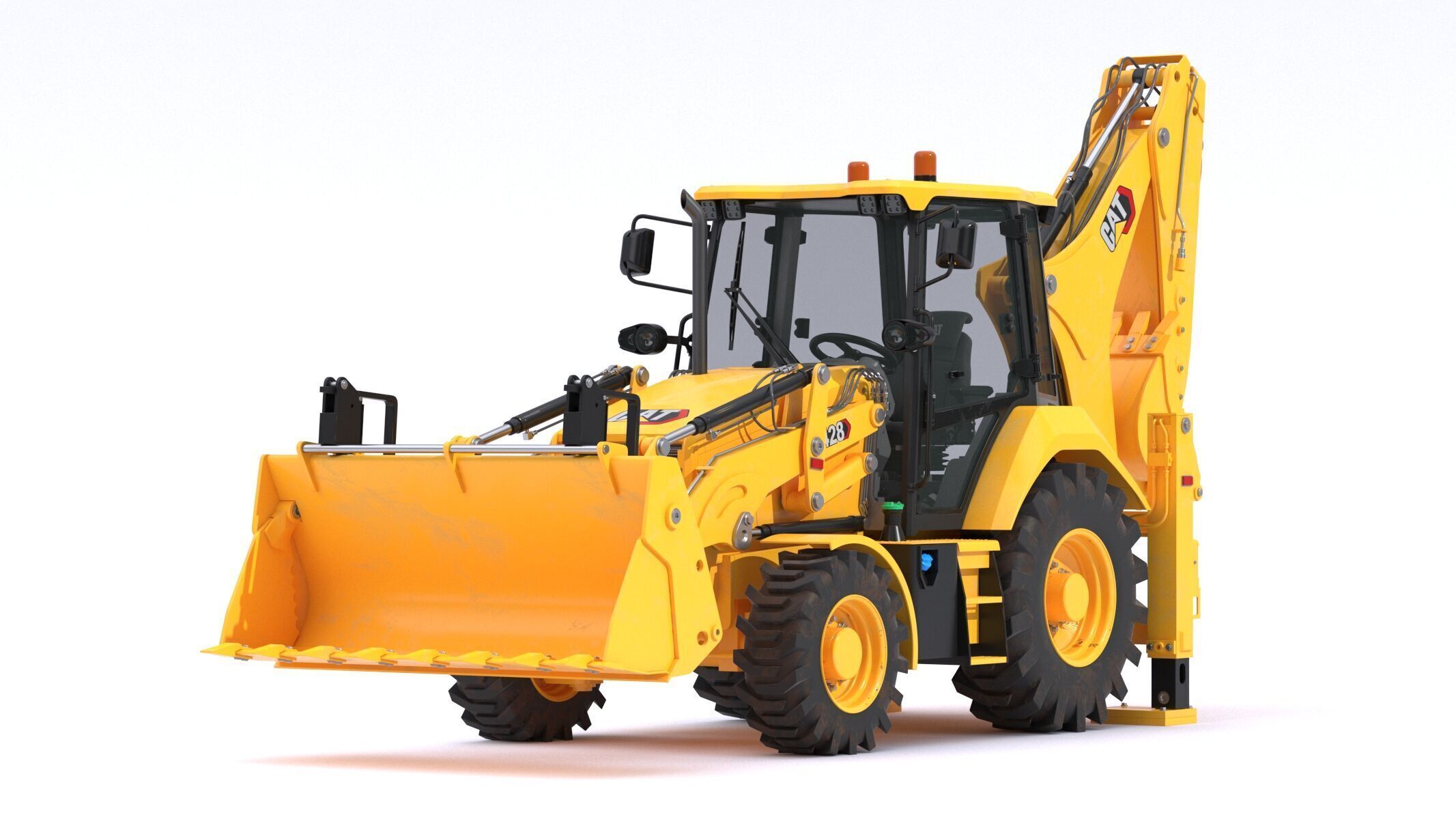 CAT Side Shift Backhoe Loaders 428 3D model_4