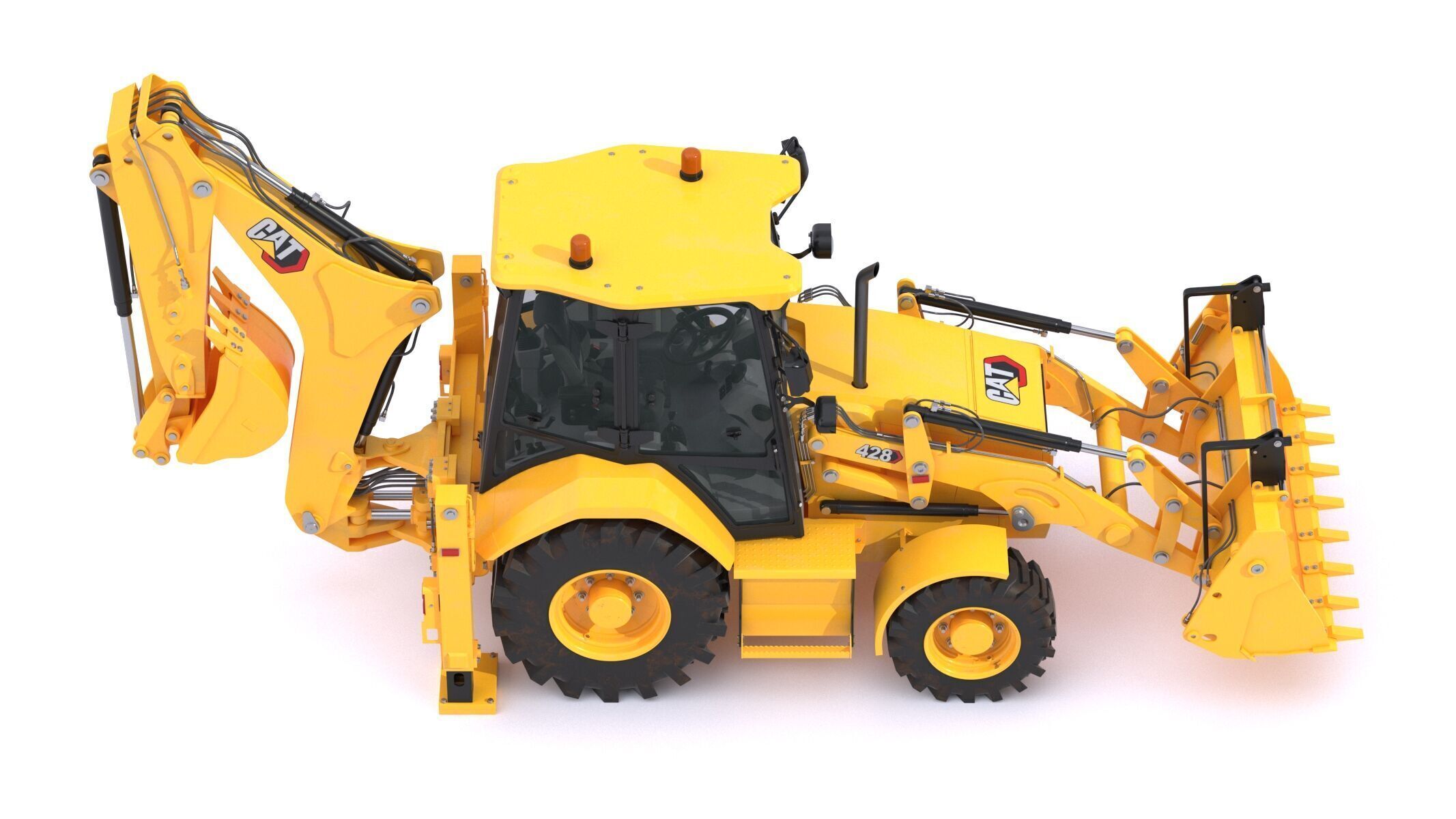 CAT Side Shift Backhoe Loaders 428 3D model_5