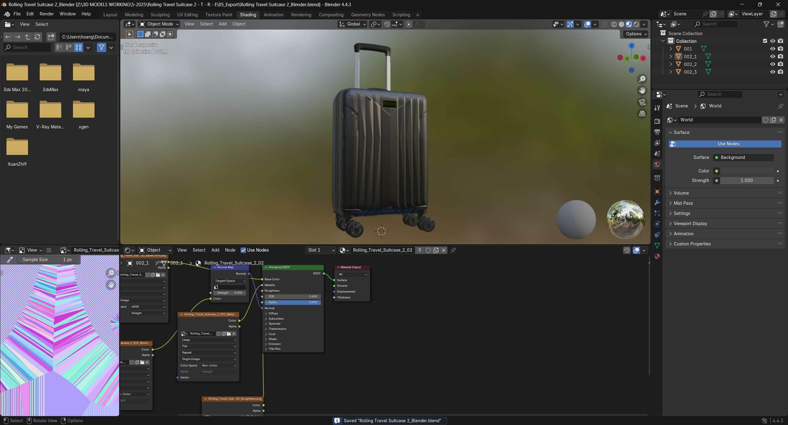 Rolling Travel Suitcase 2 3D model_11