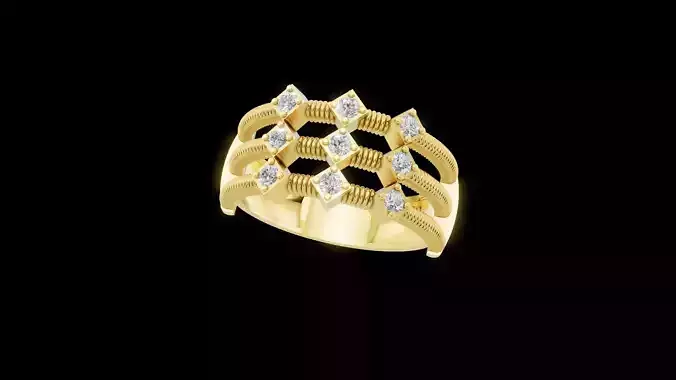 UNIQUE BAND DIAMOND RING JEWELRY WITH RENDER DETAILS