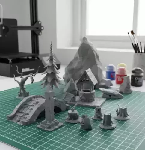 Forest Terrain Pack 1  Tabletop STL Set Pre Supported 3D print model