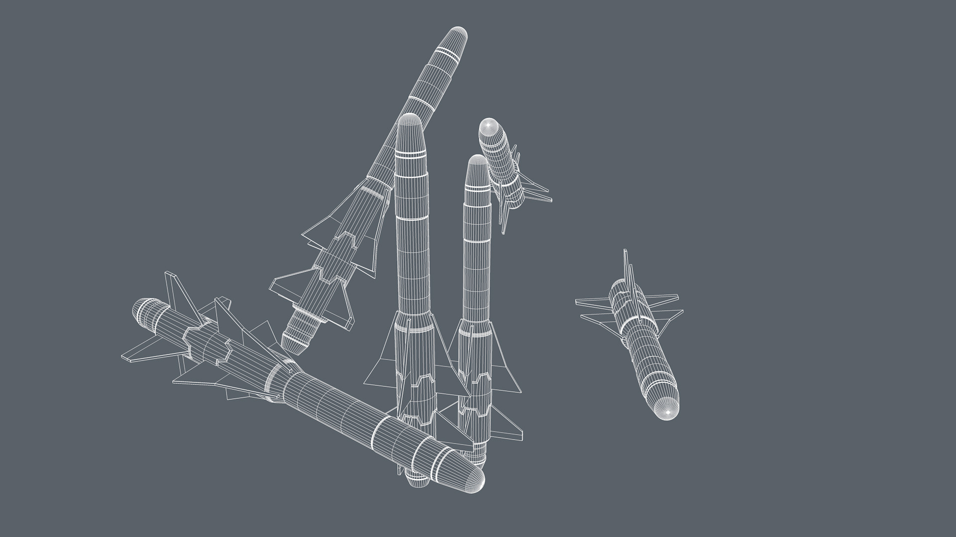 Missiles Low-poly 3D model_10