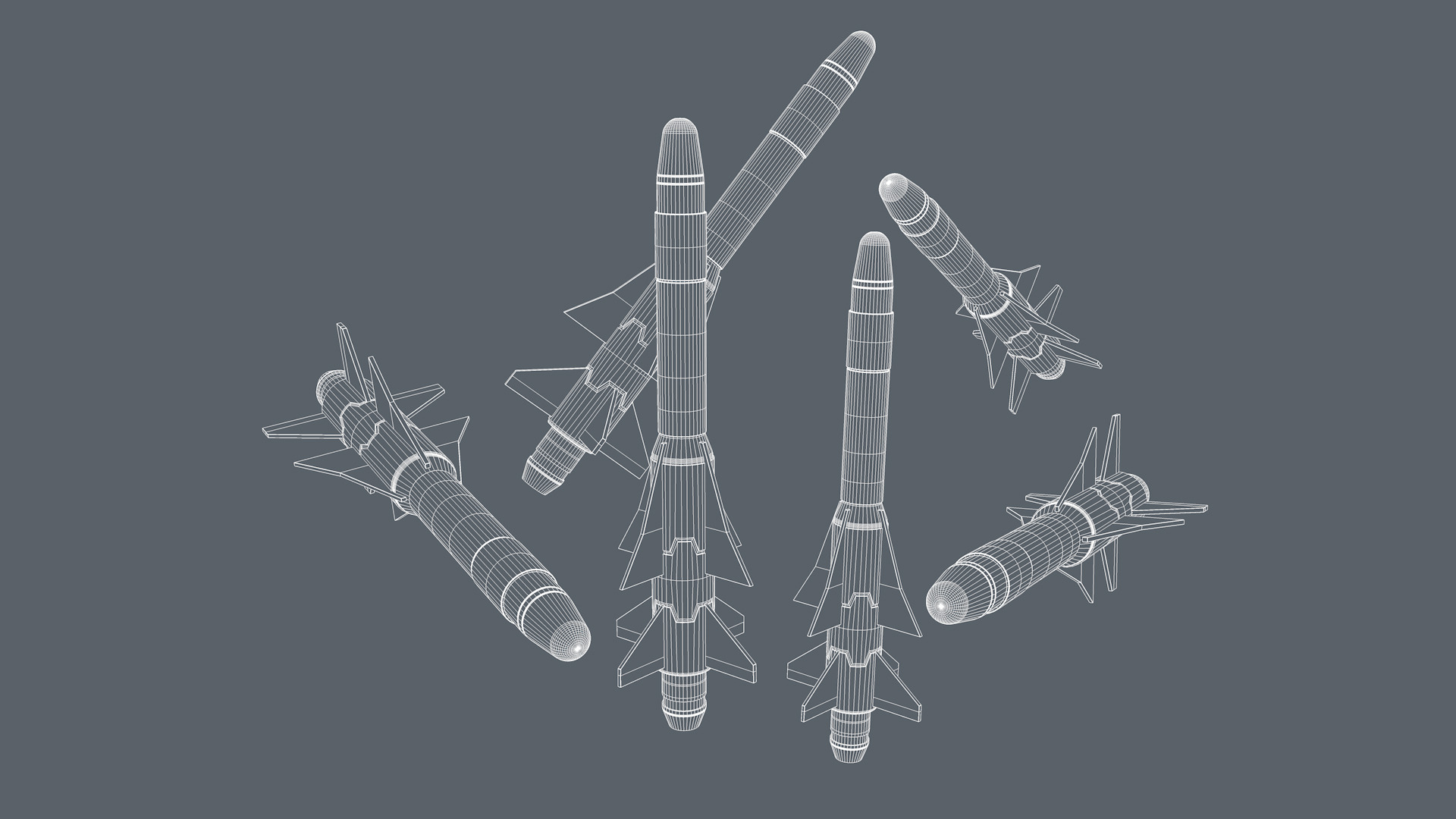 Missiles Low-poly 3D model_8