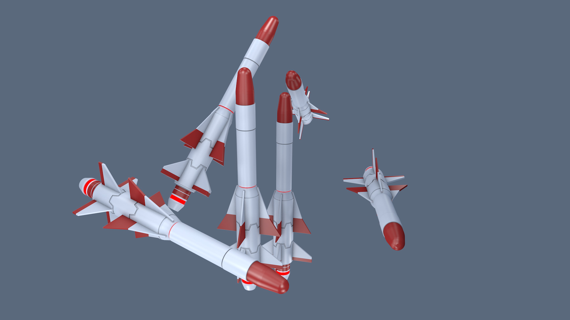 Missiles Low-poly 3D model_2