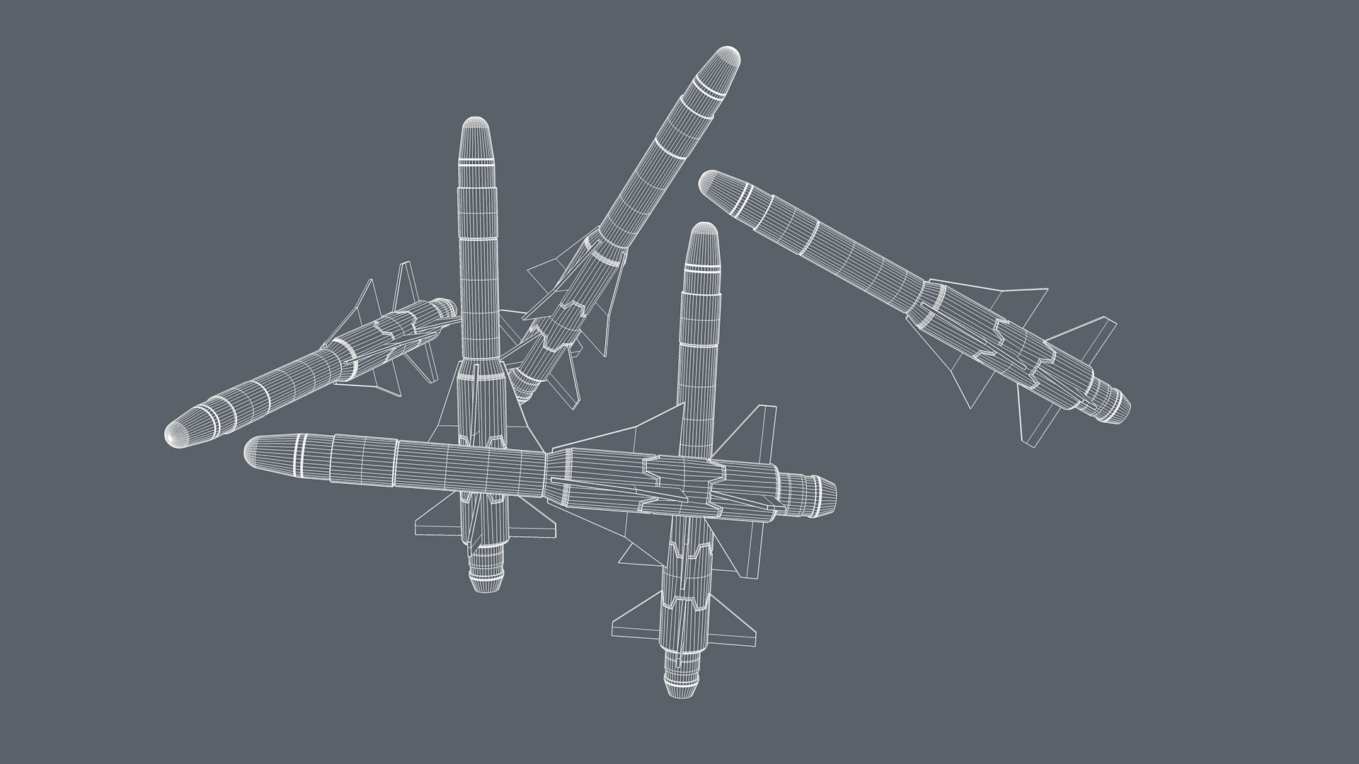 Missiles Low-poly 3D model_12