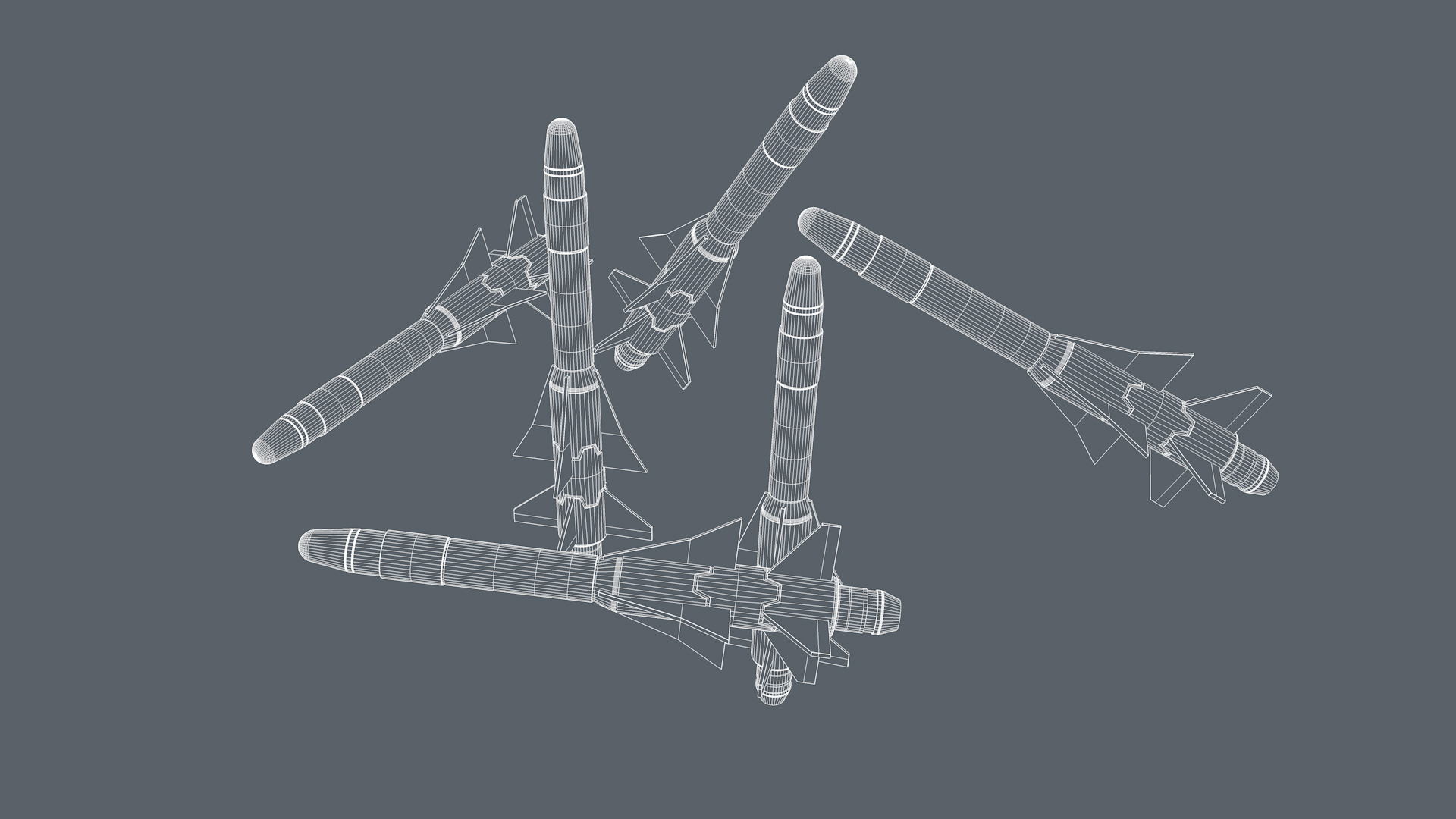 Missiles Low-poly 3D model_14