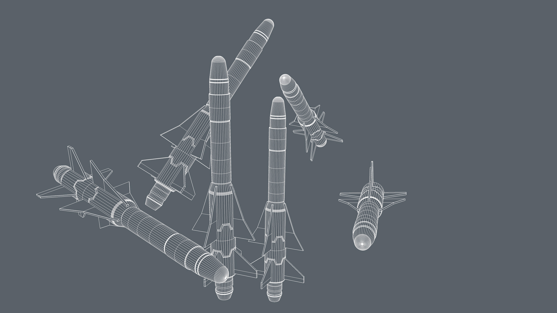 Missiles Low-poly 3D model_9