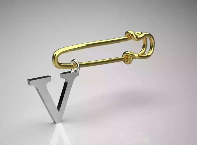 Solid Gold V  Brooch sj0011