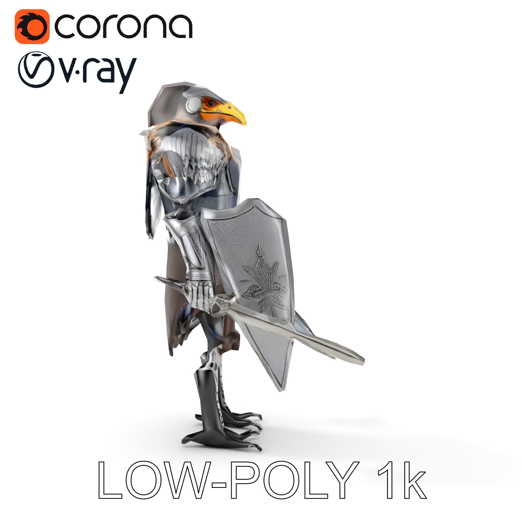 Fantasy Armored Griffon Knight Character Model Pack Low-poly 3D model_29