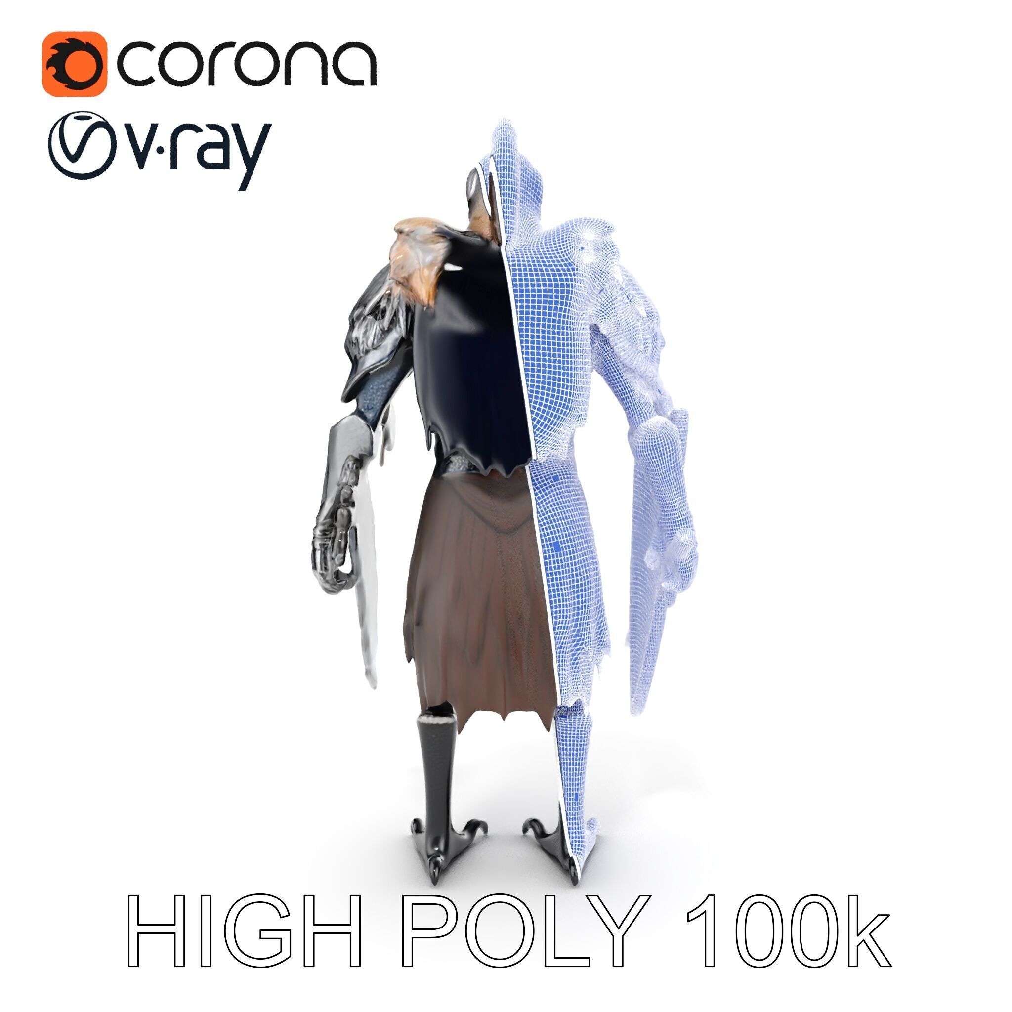 Fantasy Armored Griffon Knight Character Model Pack Low-poly 3D model_14