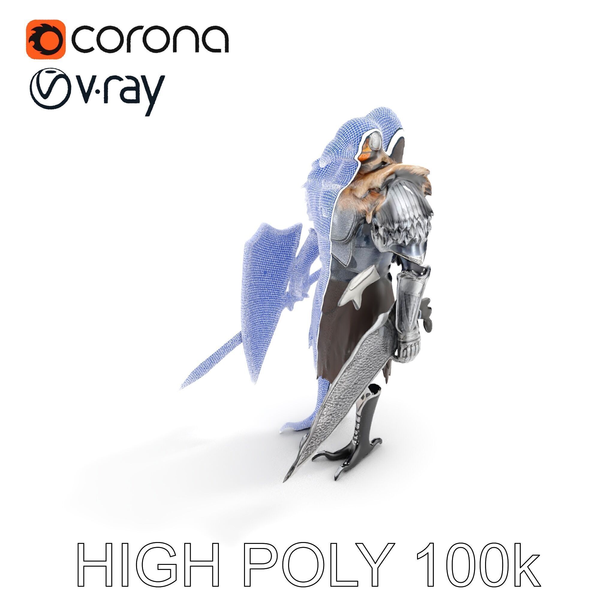 Fantasy Armored Griffon Knight Character Model Pack Low-poly 3D model_8