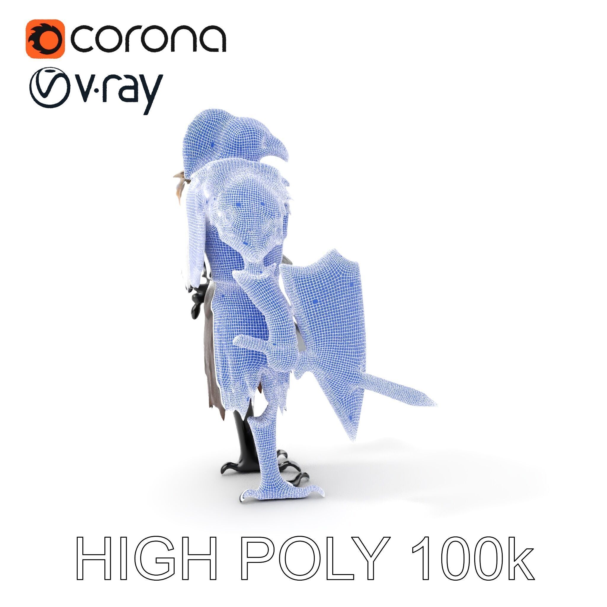 Fantasy Armored Griffon Knight Character Model Pack Low-poly 3D model_4