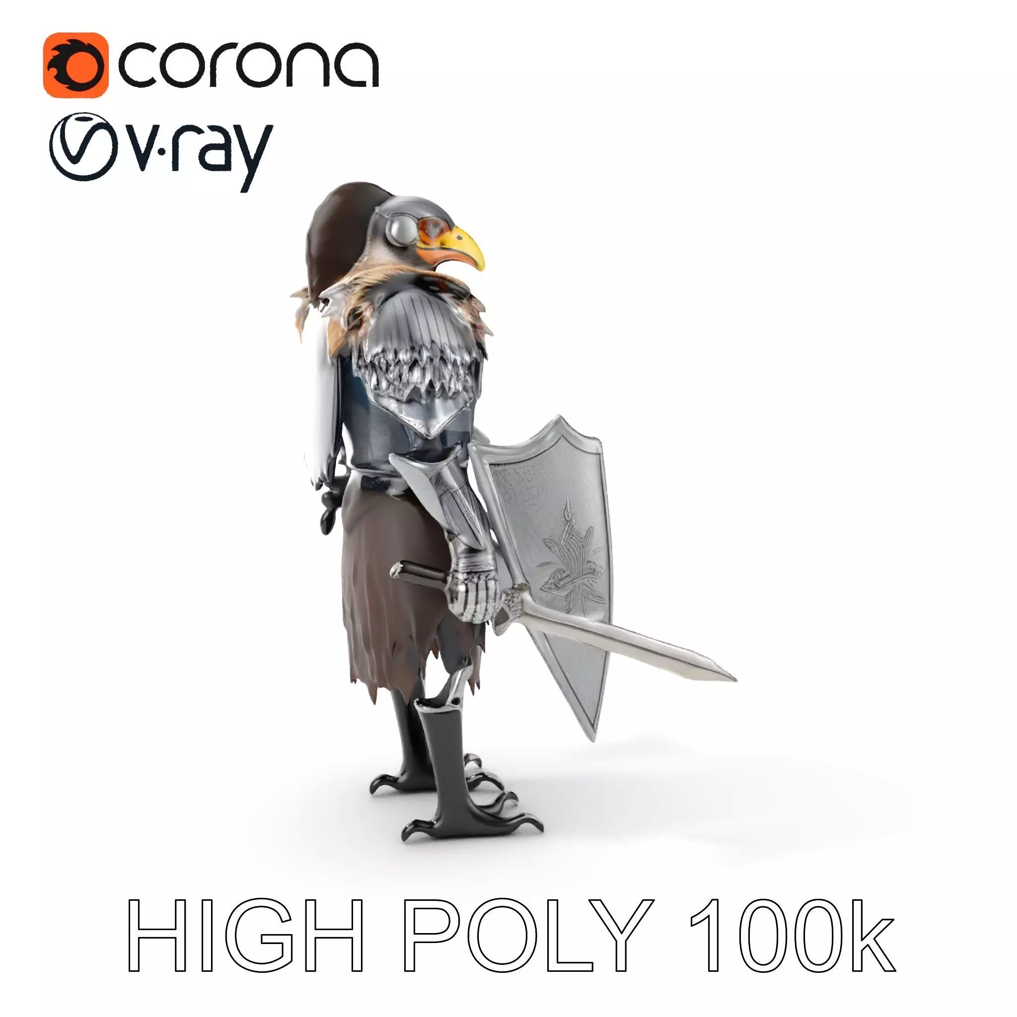 Fantasy Armored Griffon Knight Character Model Pack Low-poly 3D model_0