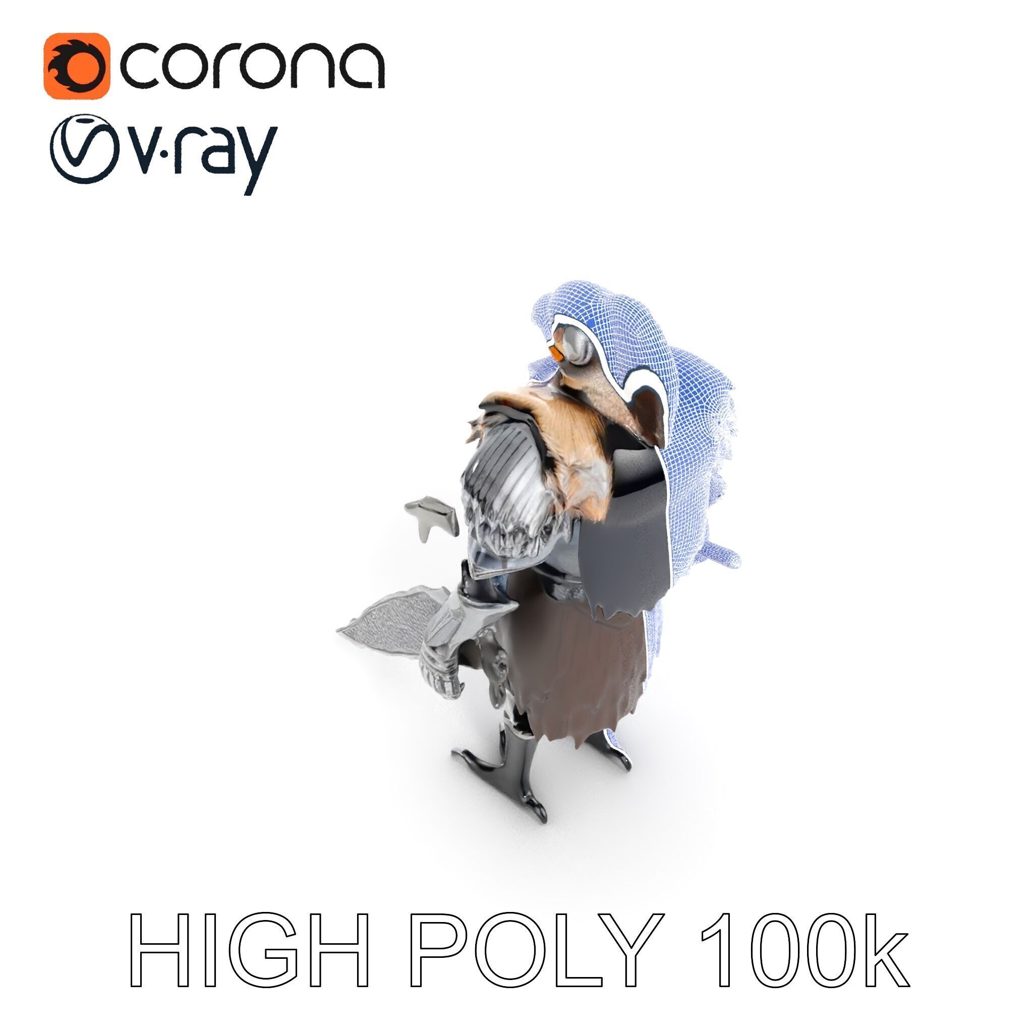 Fantasy Armored Griffon Knight Character Model Pack Low-poly 3D model_11