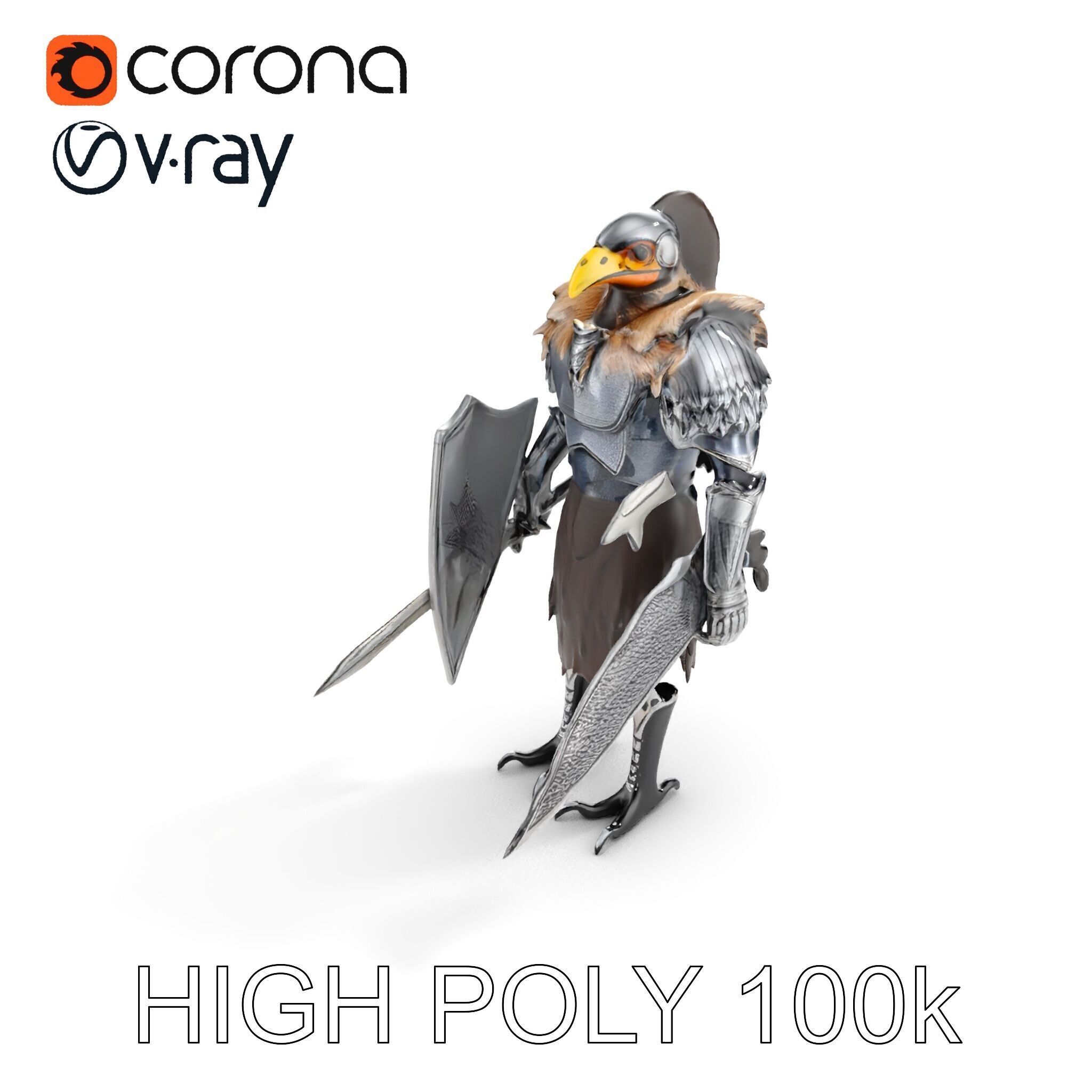 Fantasy Armored Griffon Knight Character Model Pack Low-poly 3D model_35