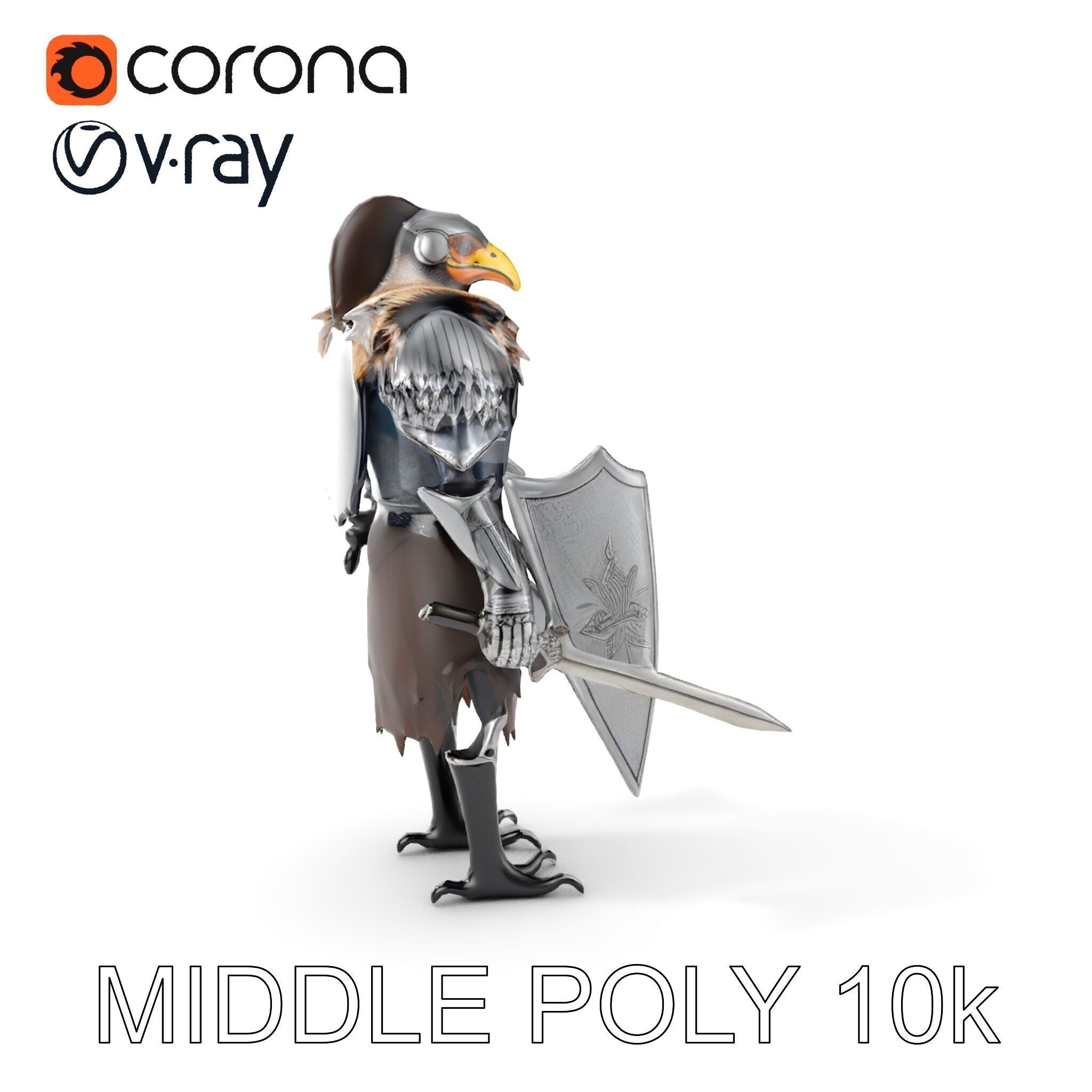 Fantasy Armored Griffon Knight Character Model Pack Low-poly 3D model_6