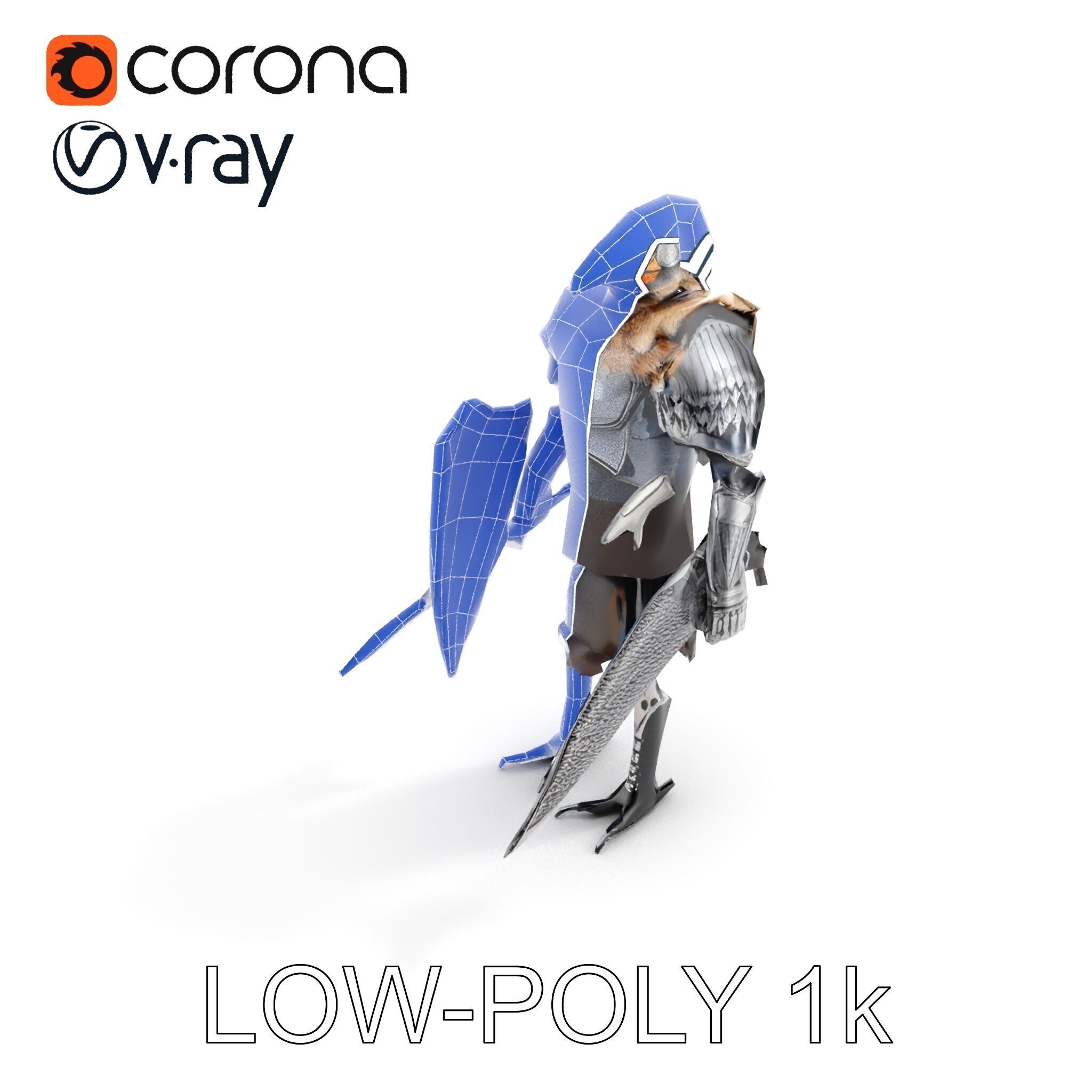 Fantasy Armored Griffon Knight Character Model Pack Low-poly 3D model_34