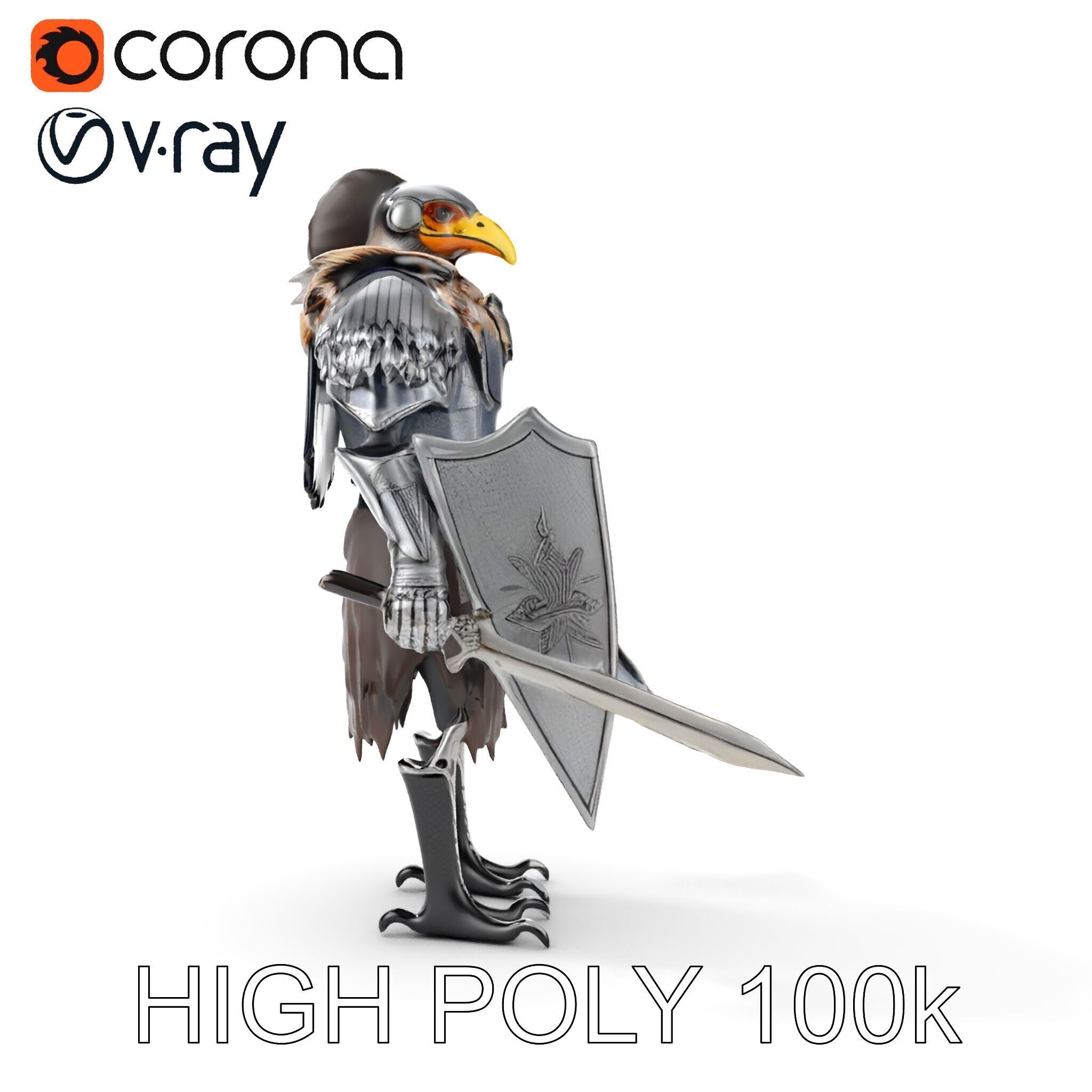 Fantasy Armored Griffon Knight Character Model Pack Low-poly 3D model_17