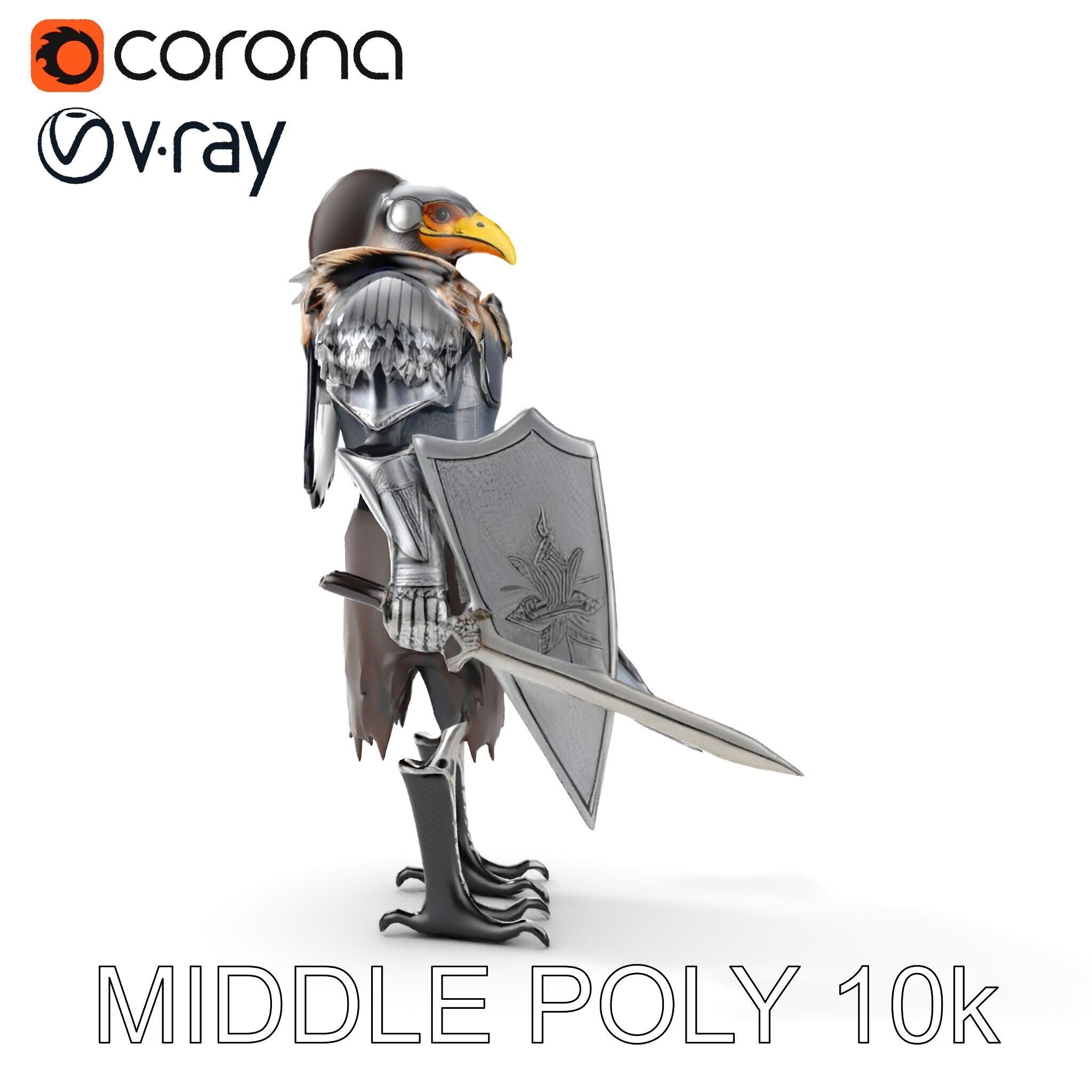 Fantasy Armored Griffon Knight Character Model Pack Low-poly 3D model_9