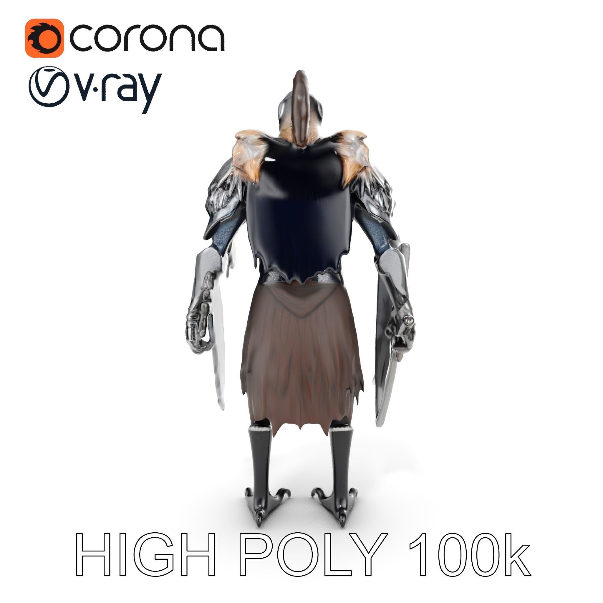 Fantasy Armored Griffon Knight Character Model Pack Low-poly 3D model_30