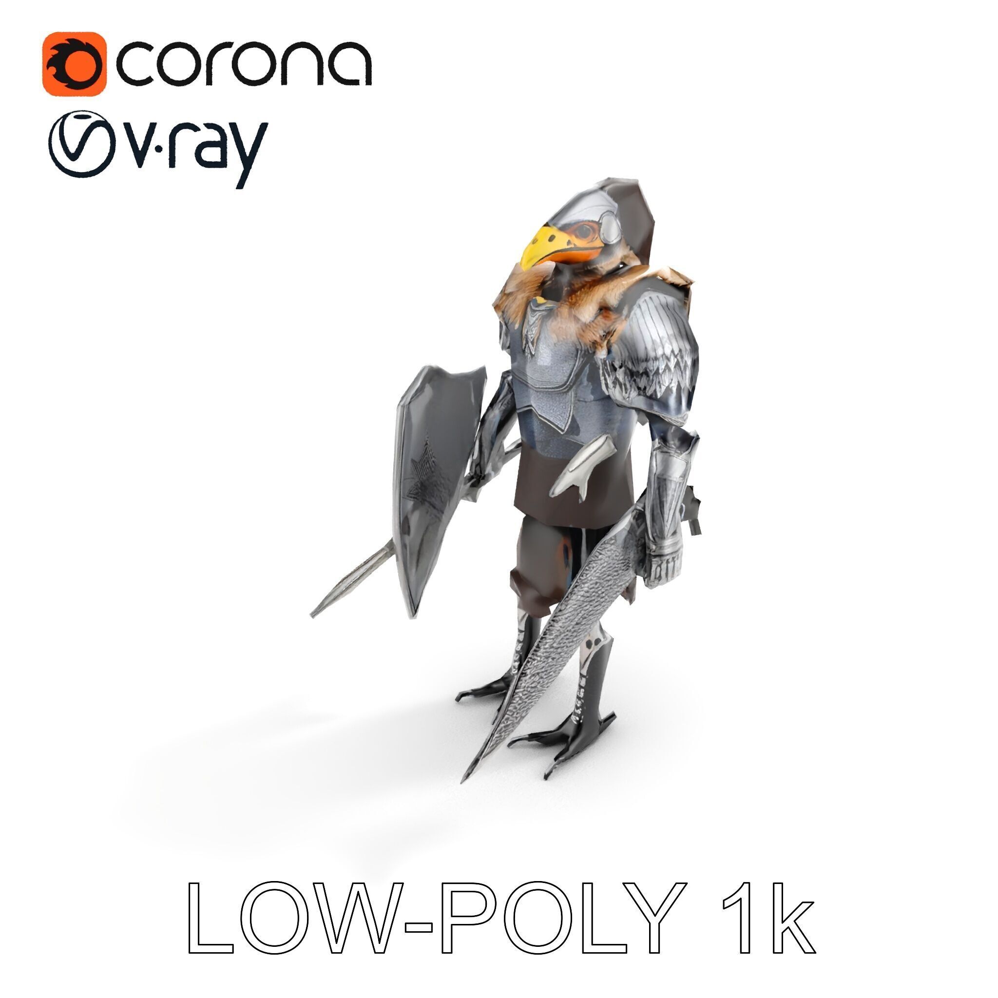 Fantasy Armored Griffon Knight Character Model Pack Low-poly 3D model_22