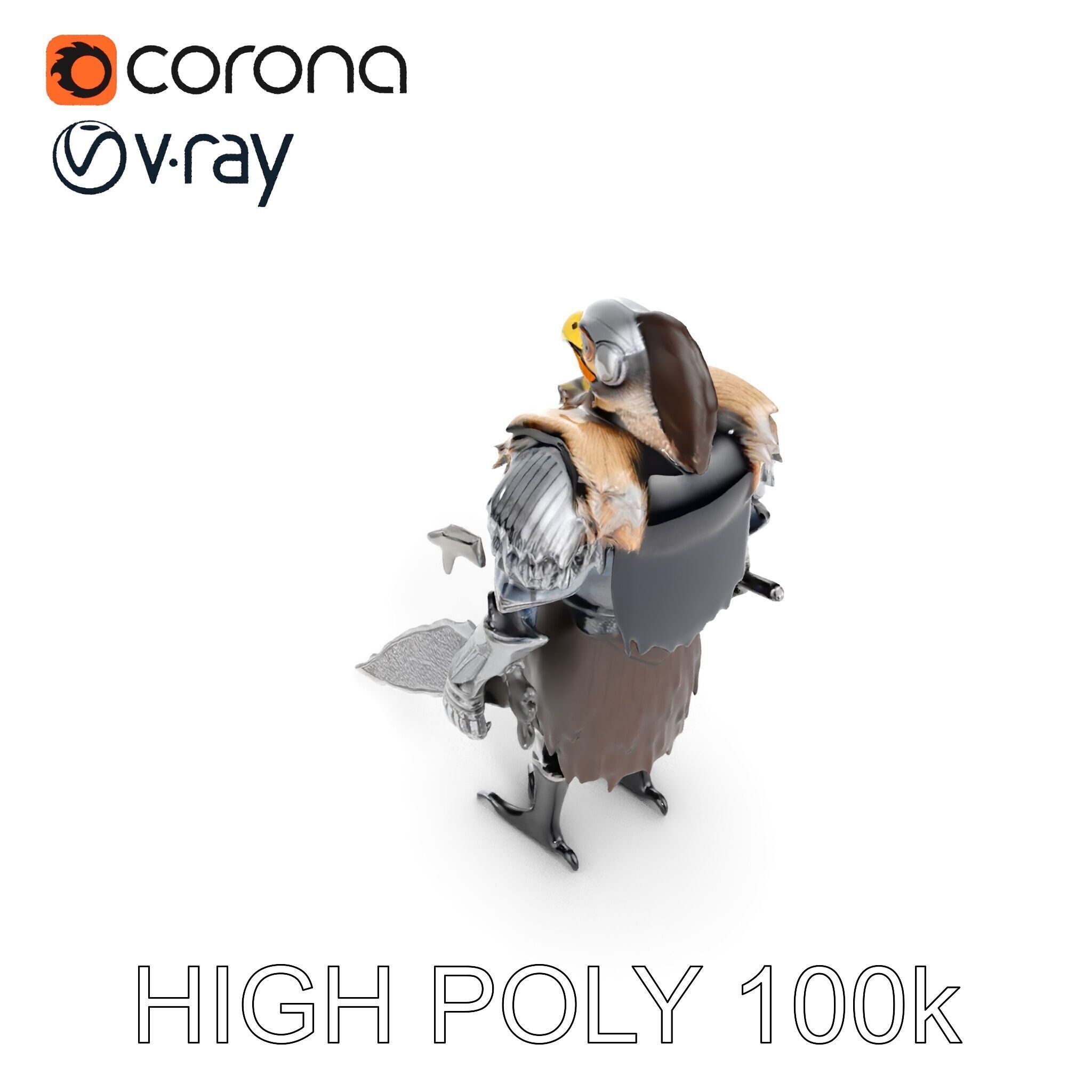 Fantasy Armored Griffon Knight Character Model Pack Low-poly 3D model_20