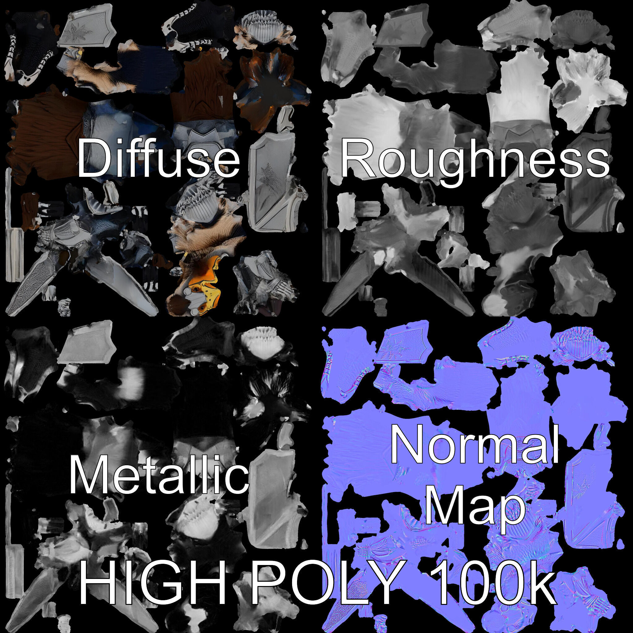 Fantasy Armored Griffon Knight Character Model Pack Low-poly 3D model_3