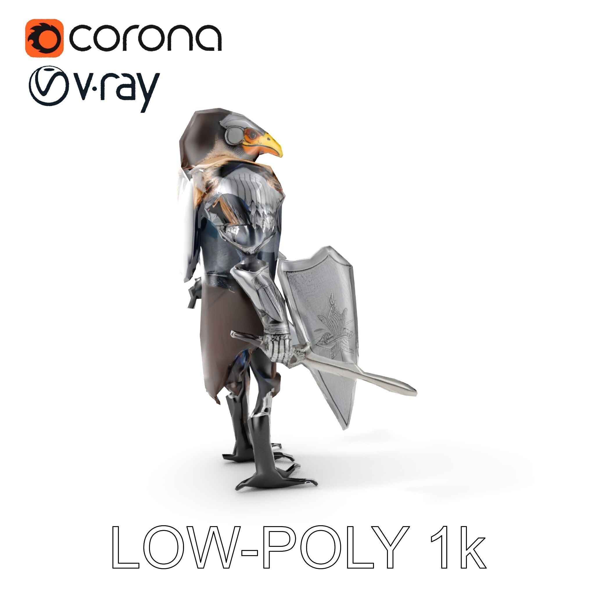 Fantasy Armored Griffon Knight Character Model Pack Low-poly 3D model_32