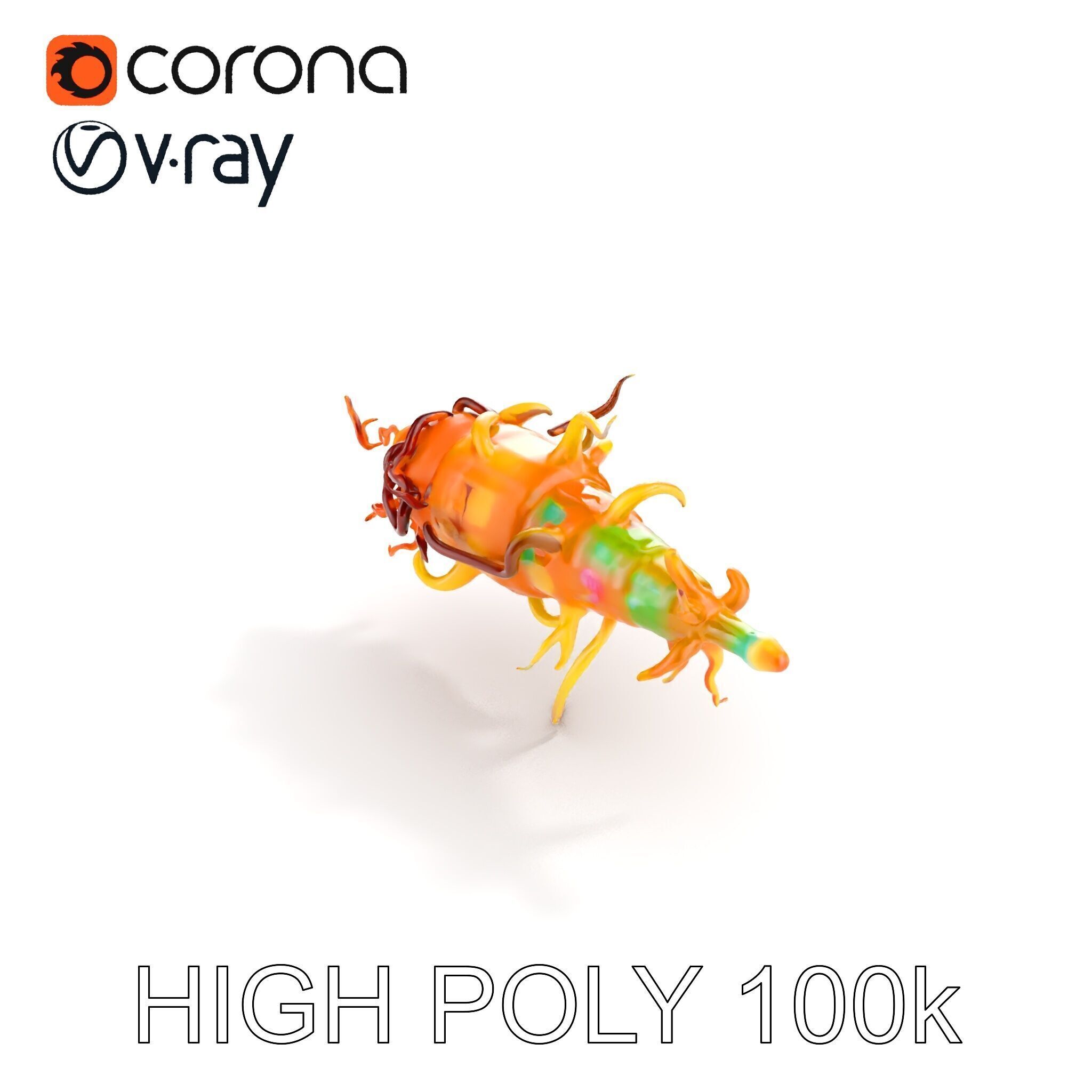 Alien Organism D Model Pack with Vivid Colors Low-poly 3D model_34