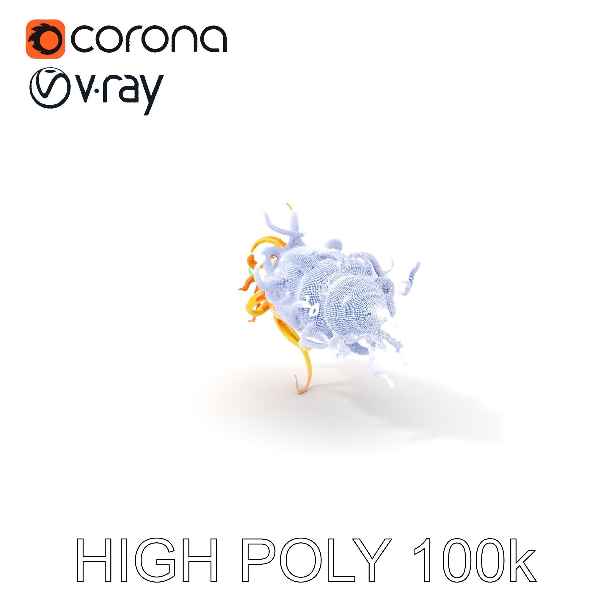 Alien Organism D Model Pack with Vivid Colors Low-poly 3D model_4