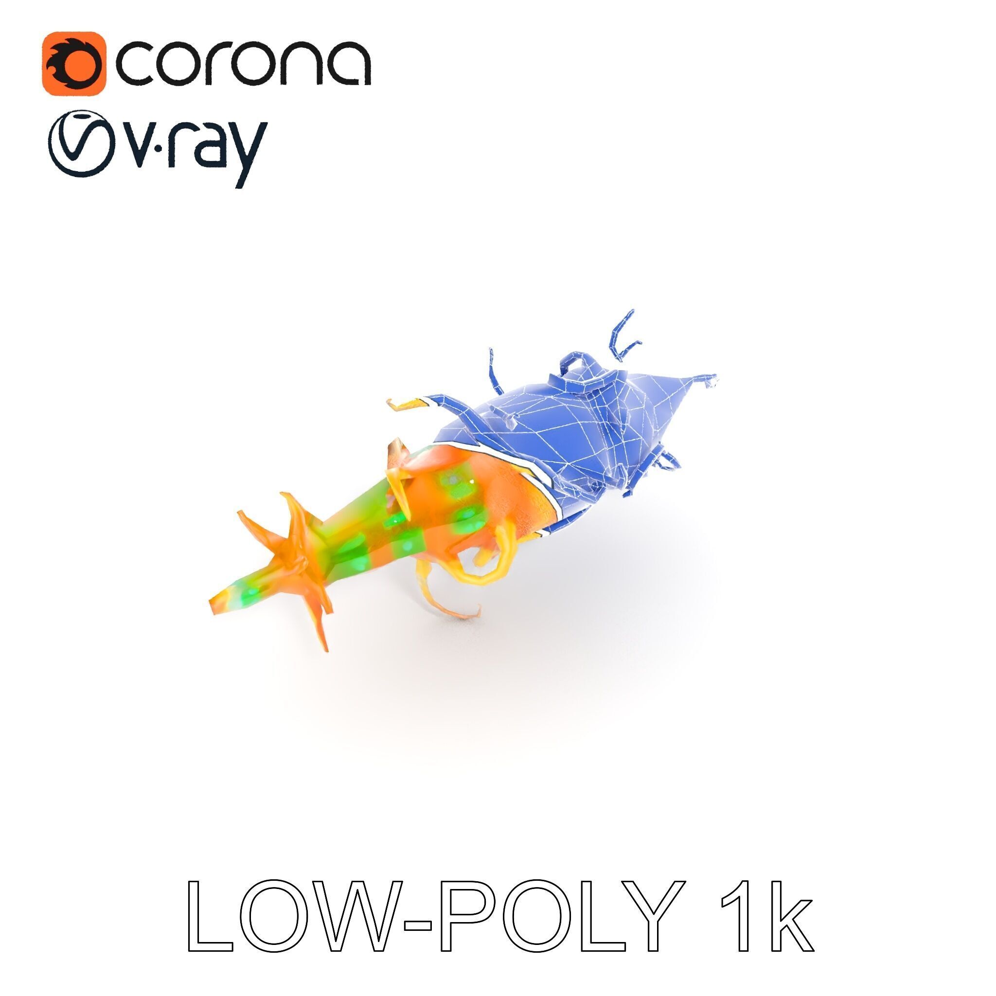 Alien Organism D Model Pack with Vivid Colors Low-poly 3D model_20