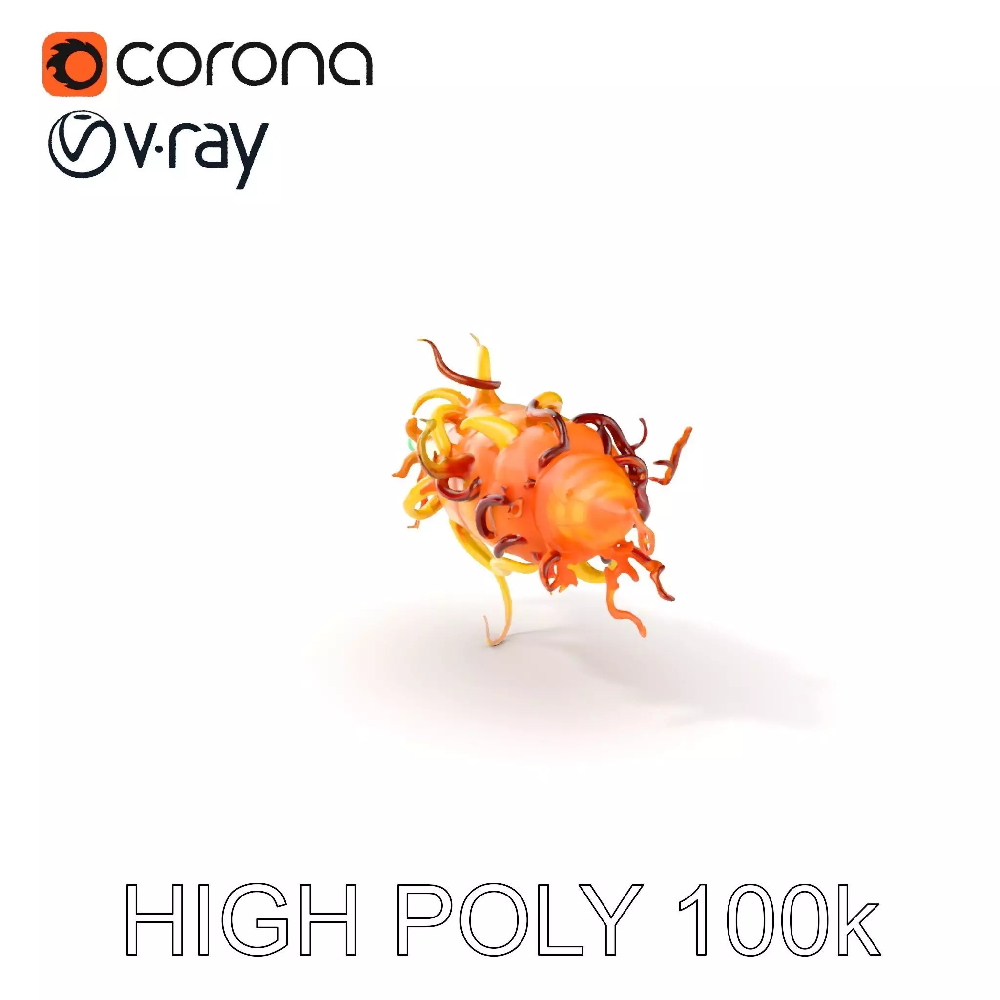 Alien Organism D Model Pack with Vivid Colors Low-poly 3D model_0