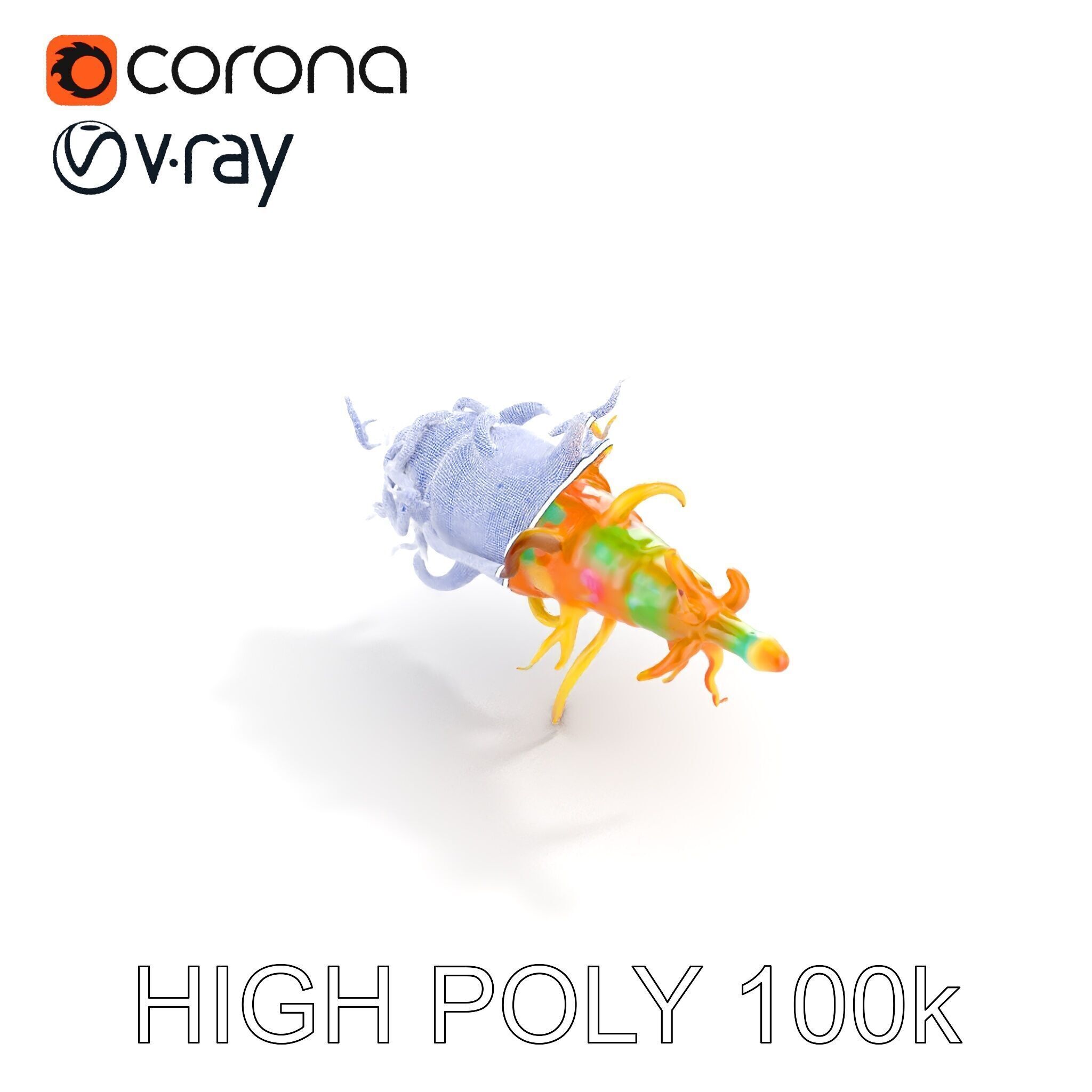 Alien Organism D Model Pack with Vivid Colors Low-poly 3D model_11