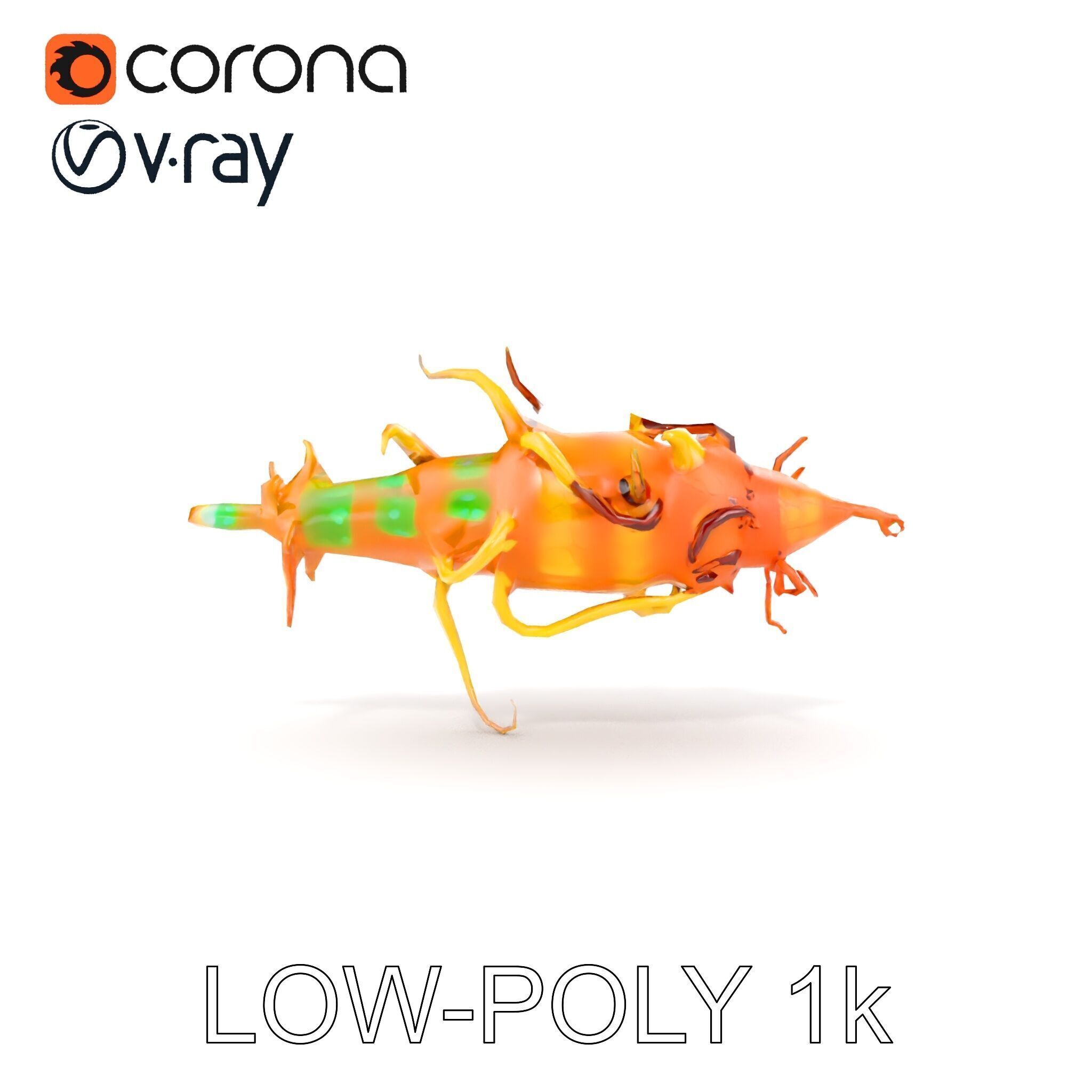 Alien Organism D Model Pack with Vivid Colors Low-poly 3D model_26