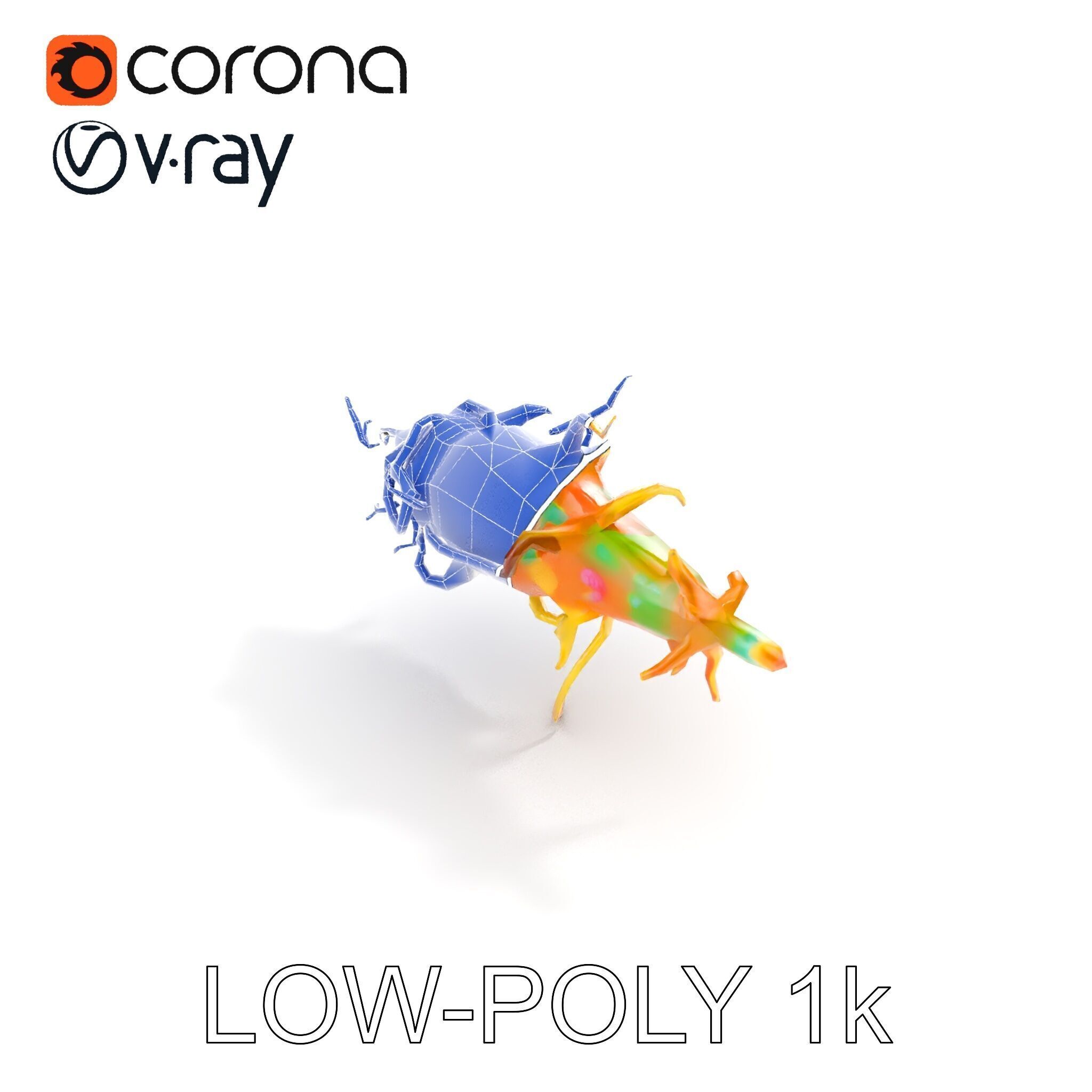 Alien Organism D Model Pack with Vivid Colors Low-poly 3D model_10