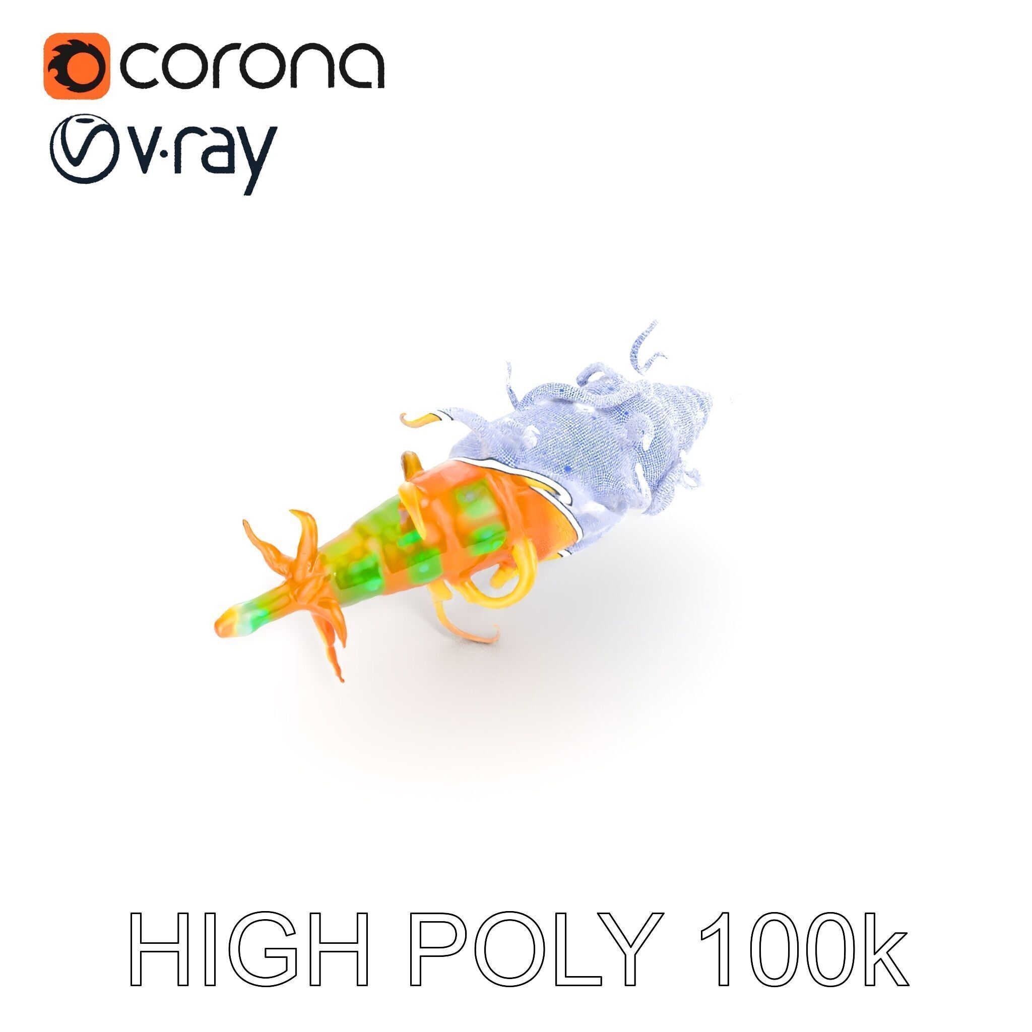 Alien Organism D Model Pack with Vivid Colors Low-poly 3D model_8
