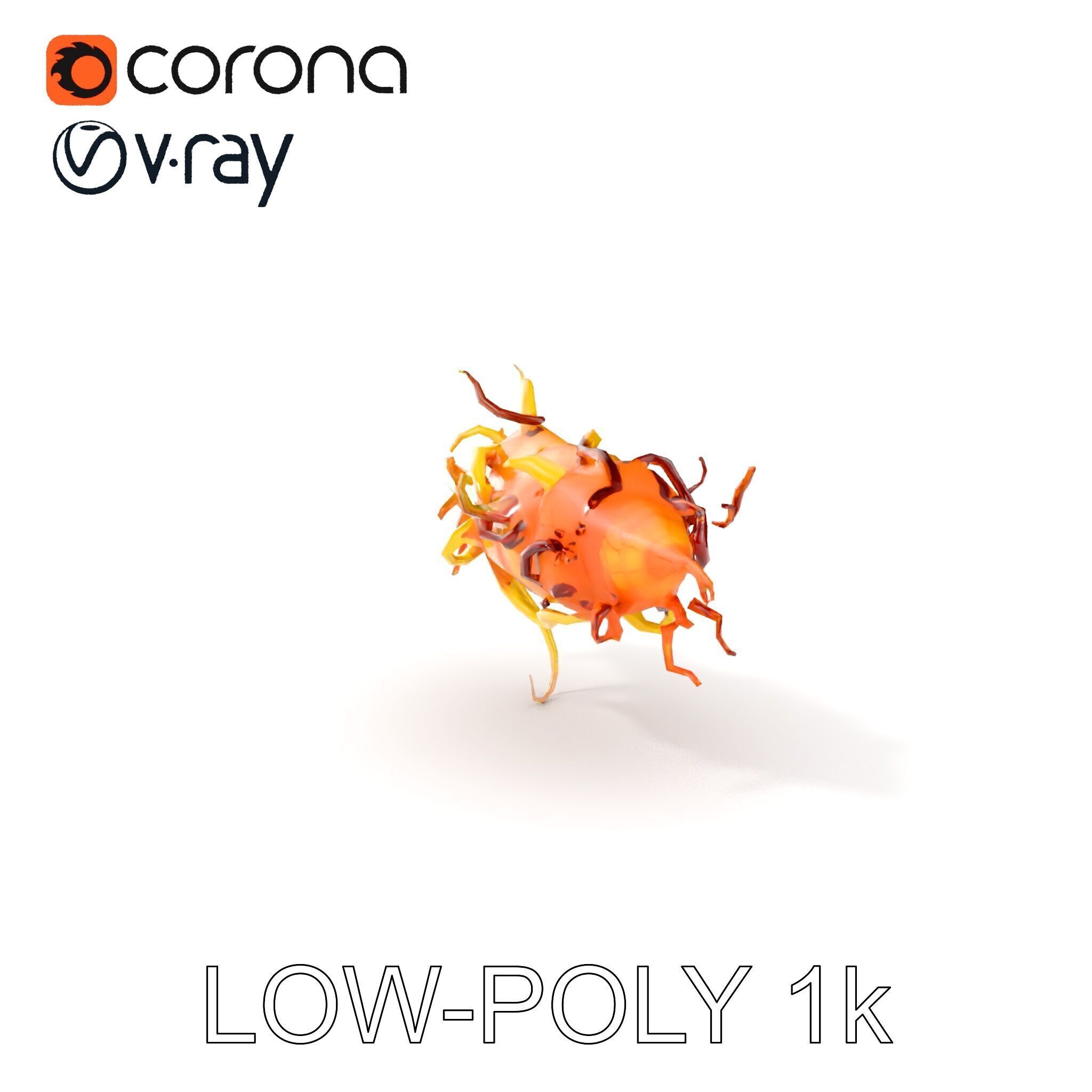 Alien Organism D Model Pack with Vivid Colors Low-poly 3D model_16