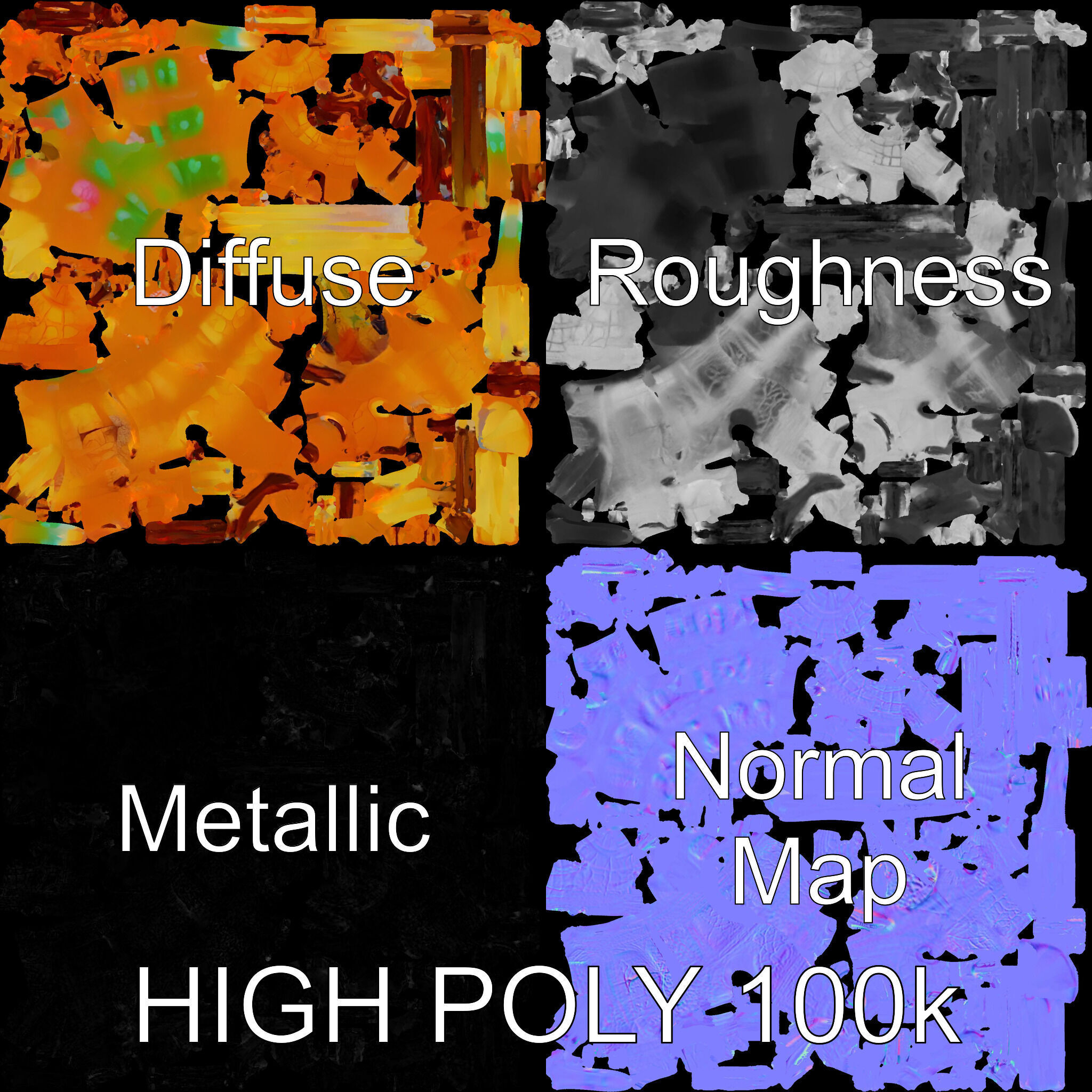 Alien Organism D Model Pack with Vivid Colors Low-poly 3D model_3