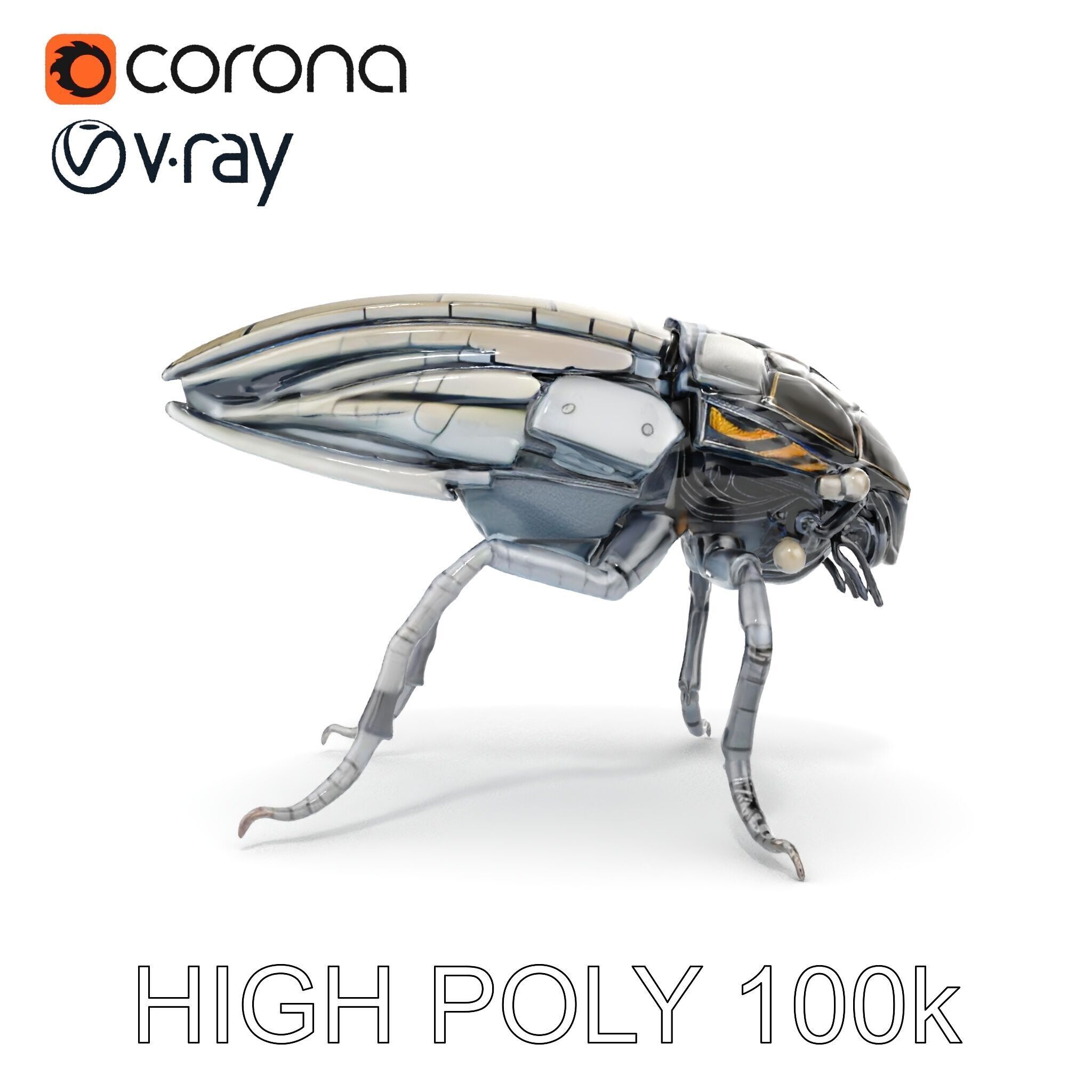 Cybernetic Insect Model Pack Low-poly 3D model_22