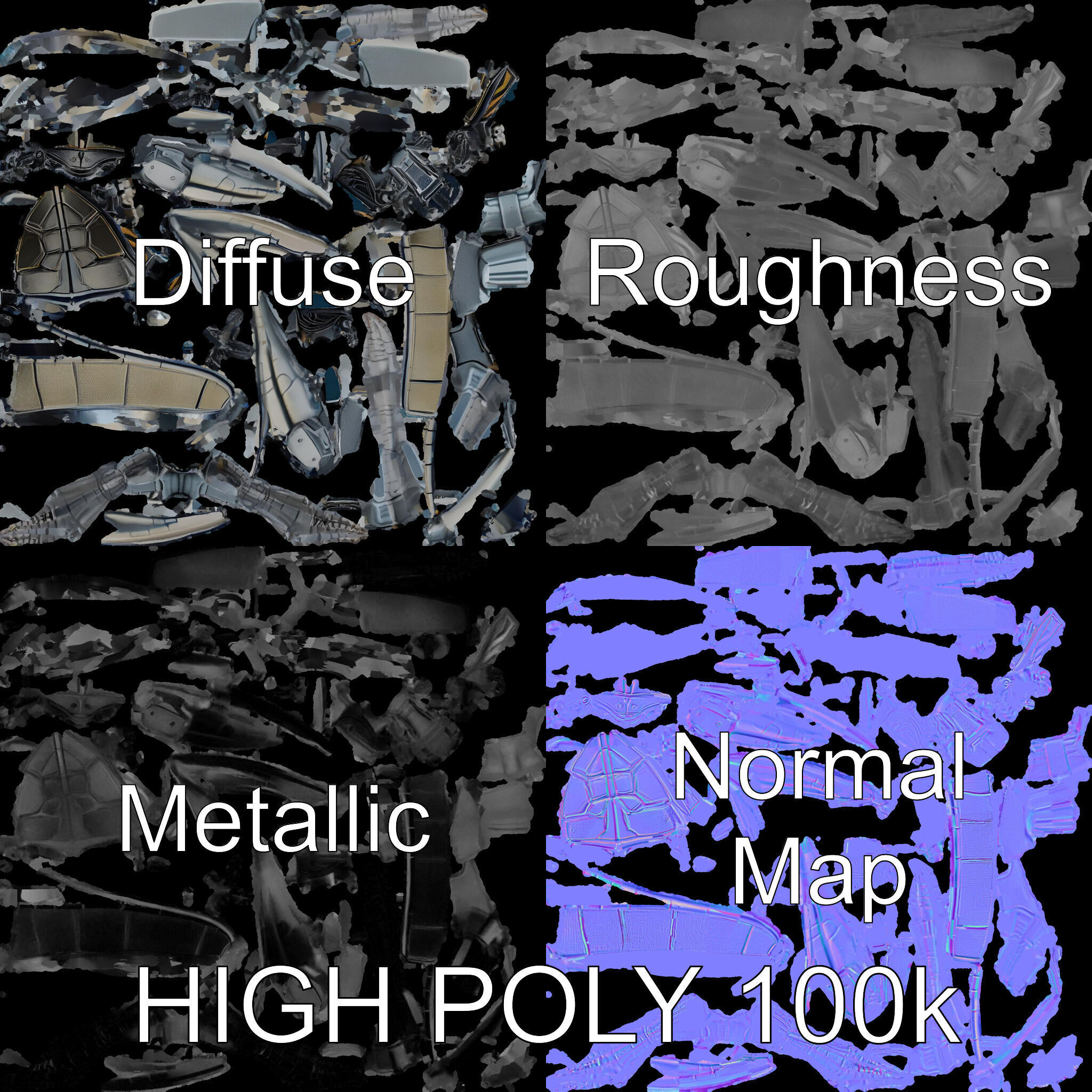 Cybernetic Insect Model Pack Low-poly 3D model_3