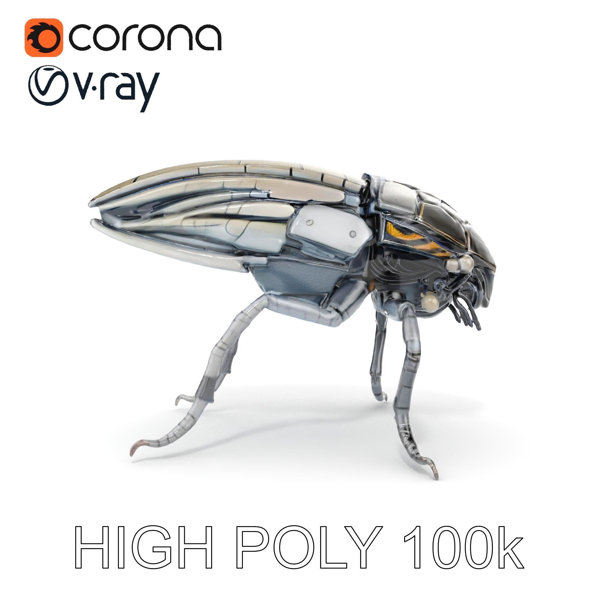 Cybernetic Insect Model Pack Low-poly 3D model_25