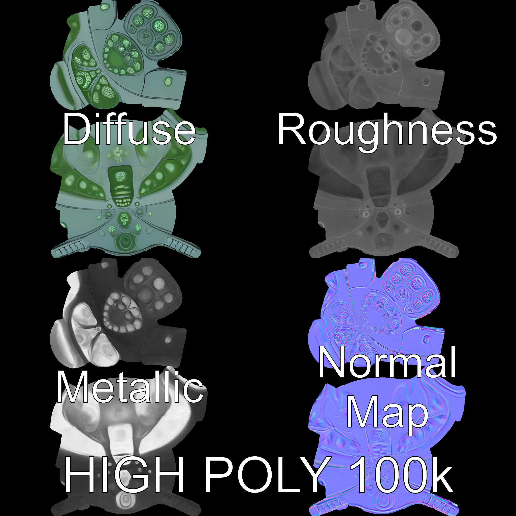 Futuristic Biomechanical Device Model Pack Low-poly 3D model_3