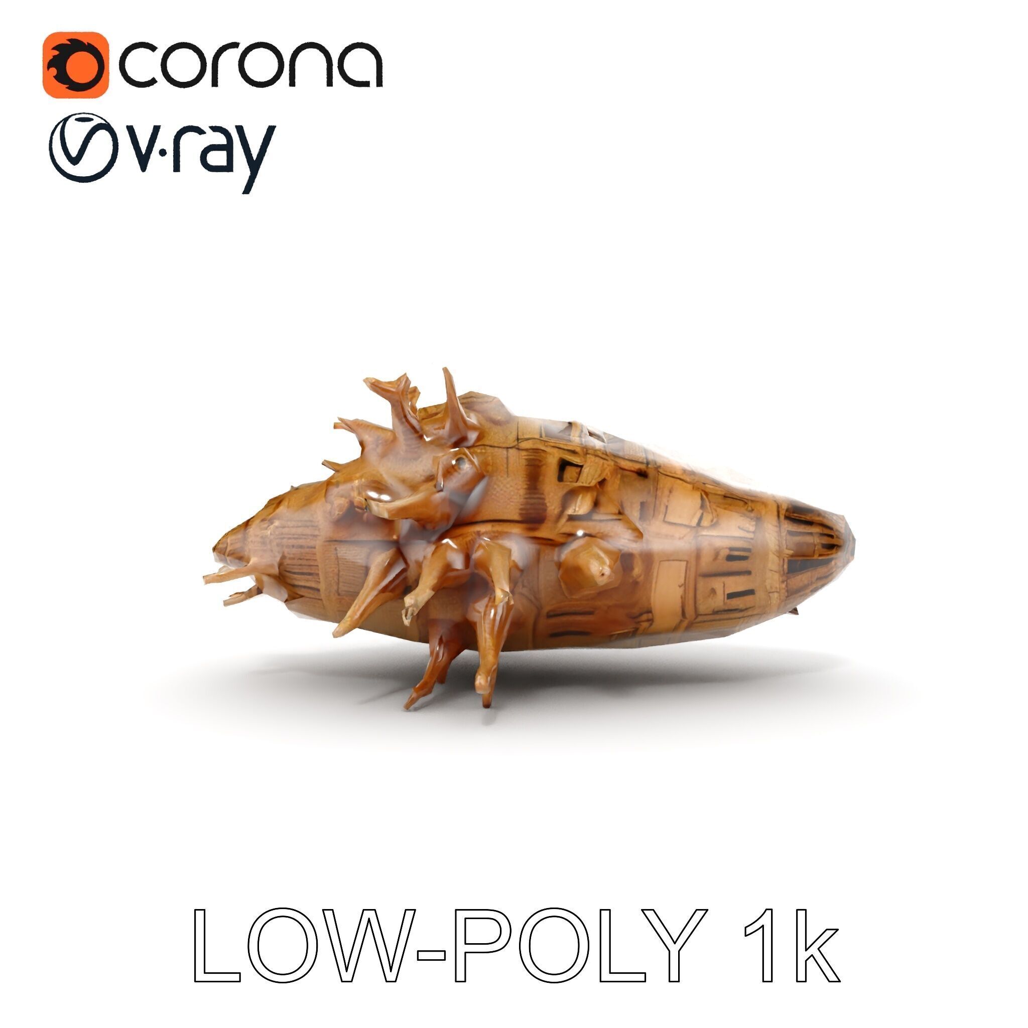 Alien Vessel model pack with organic structure Low-poly 3D model_18