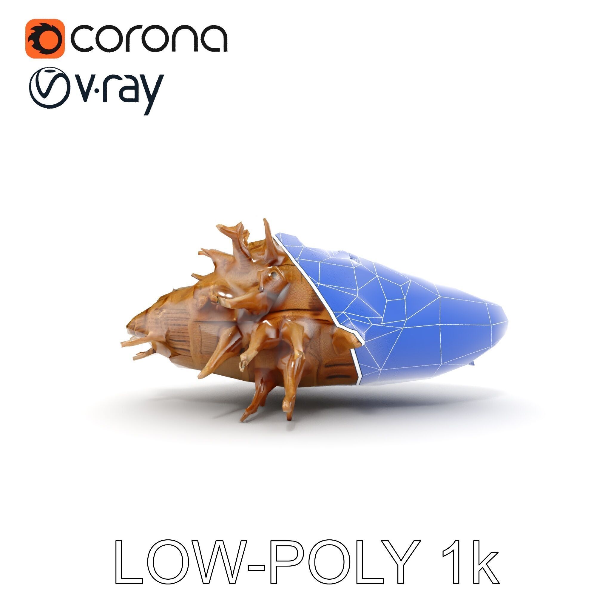 Alien Vessel model pack with organic structure Low-poly 3D model_13