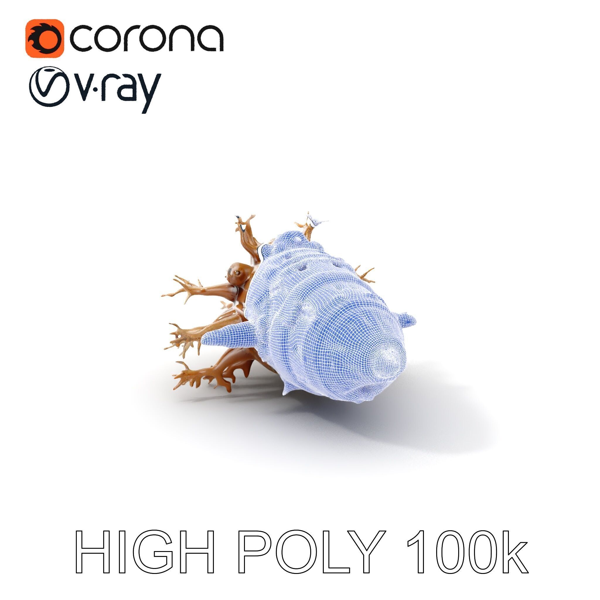 Alien Vessel model pack with organic structure Low-poly 3D model_4