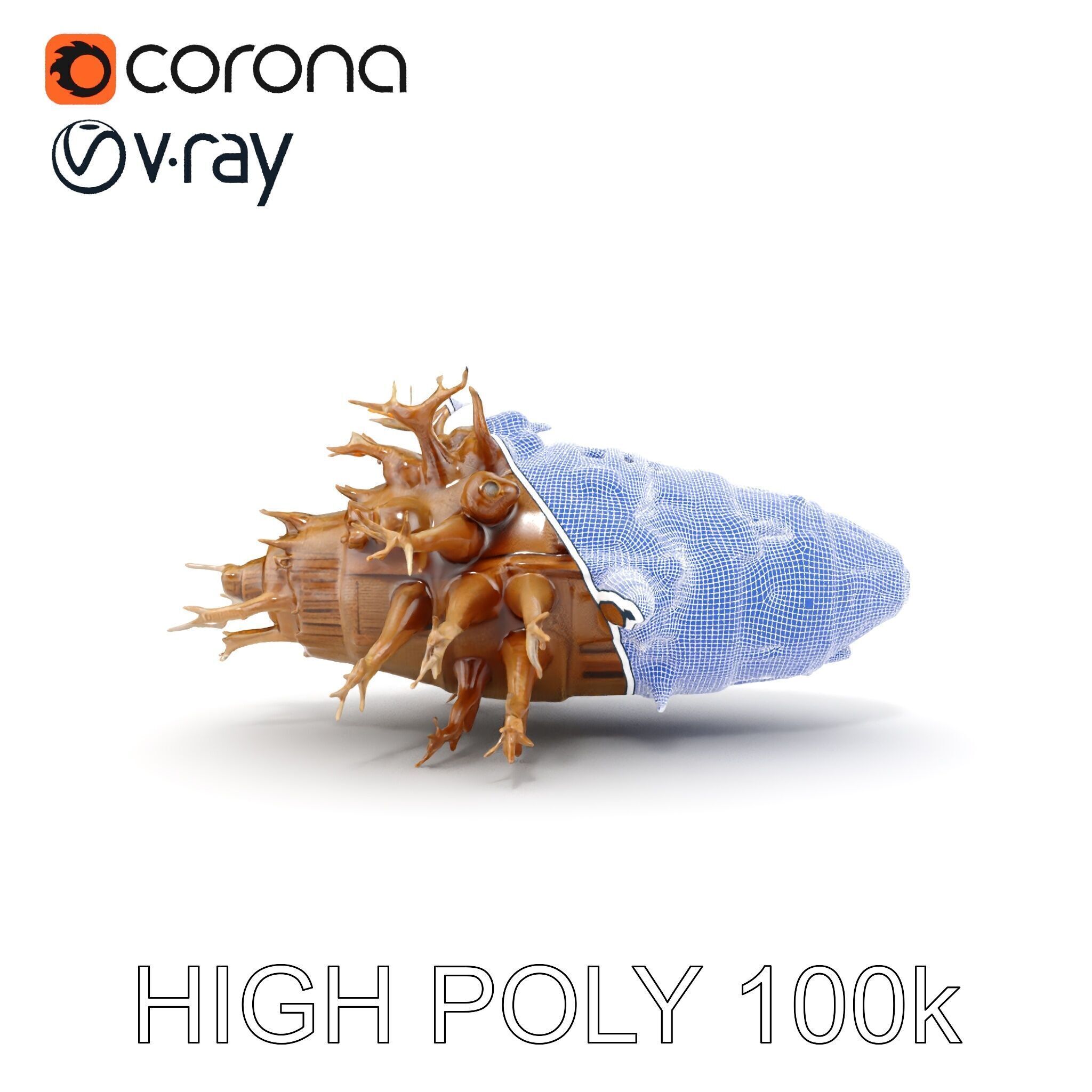 Alien Vessel model pack with organic structure Low-poly 3D model_24