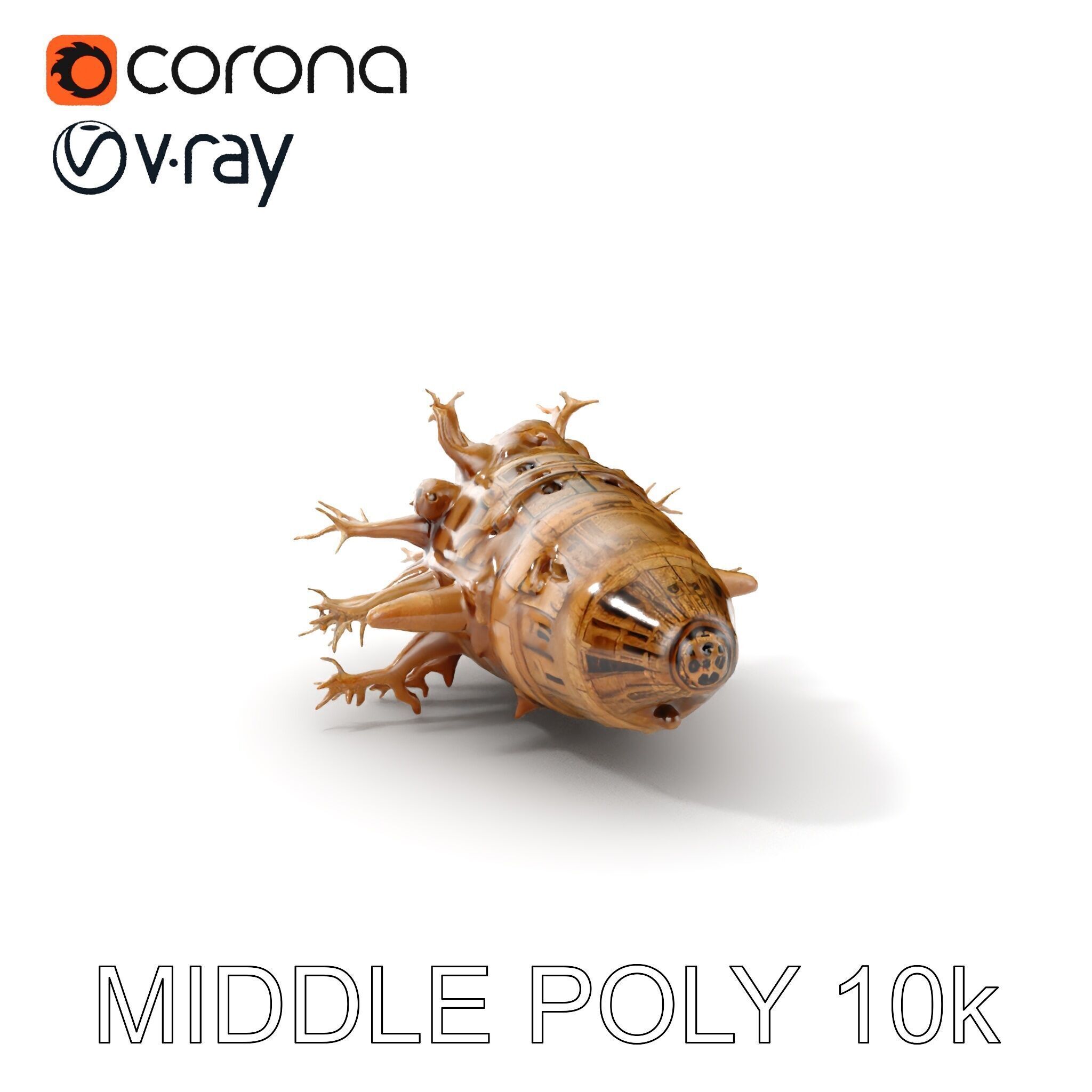 Alien Vessel model pack with organic structure Low-poly 3D model_12