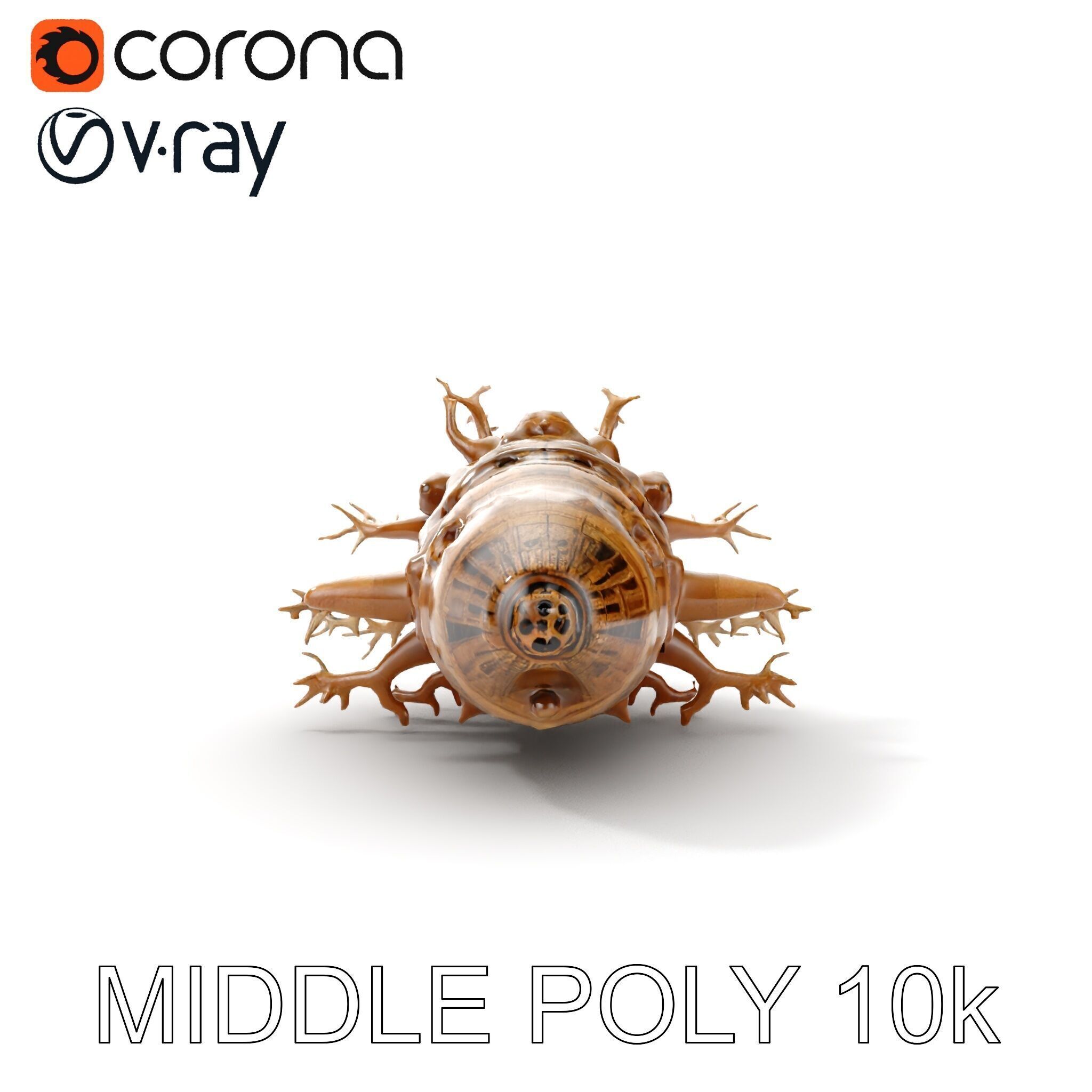 Alien Vessel model pack with organic structure Low-poly 3D model_15